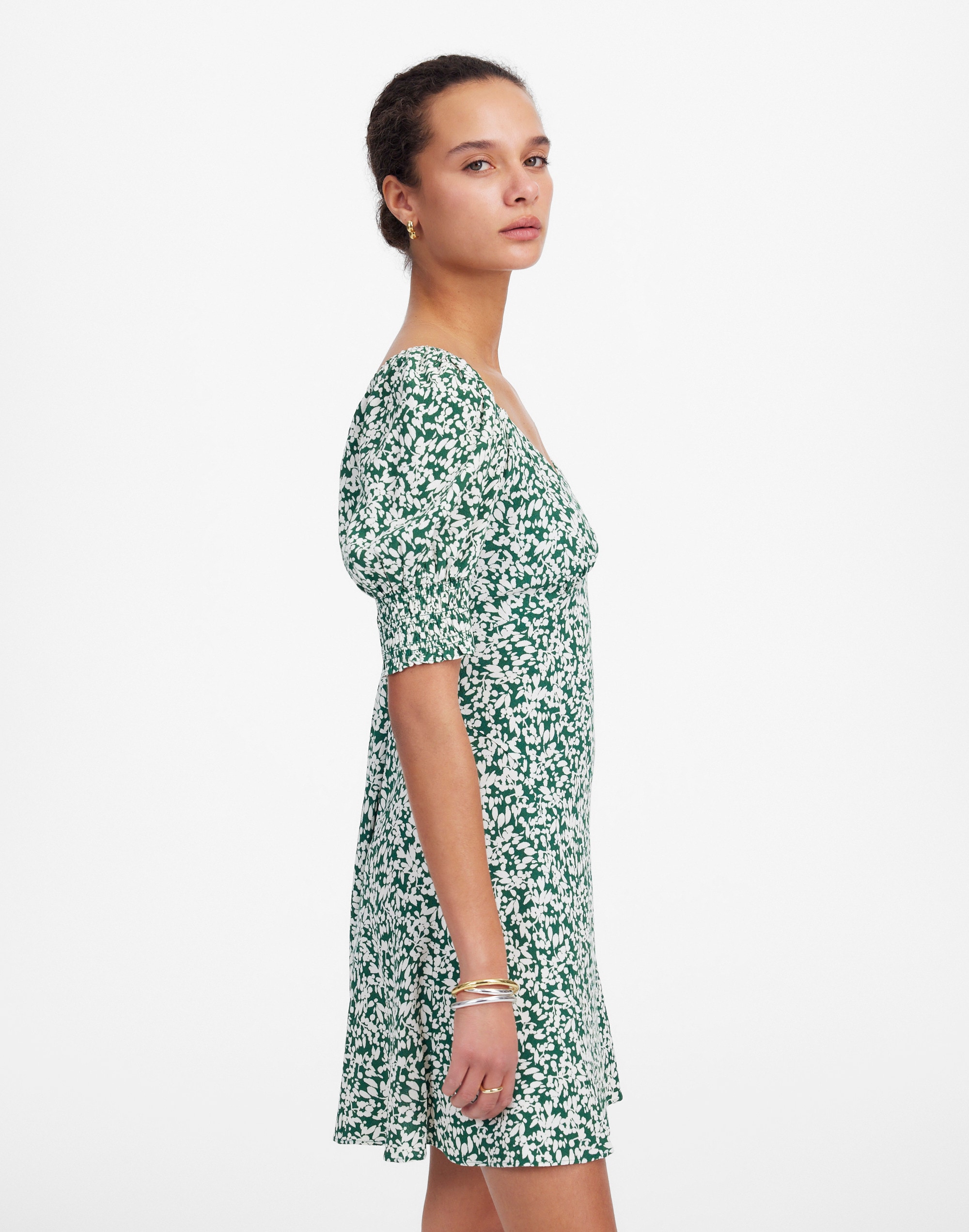 Seamed V-Neck Mini Dress