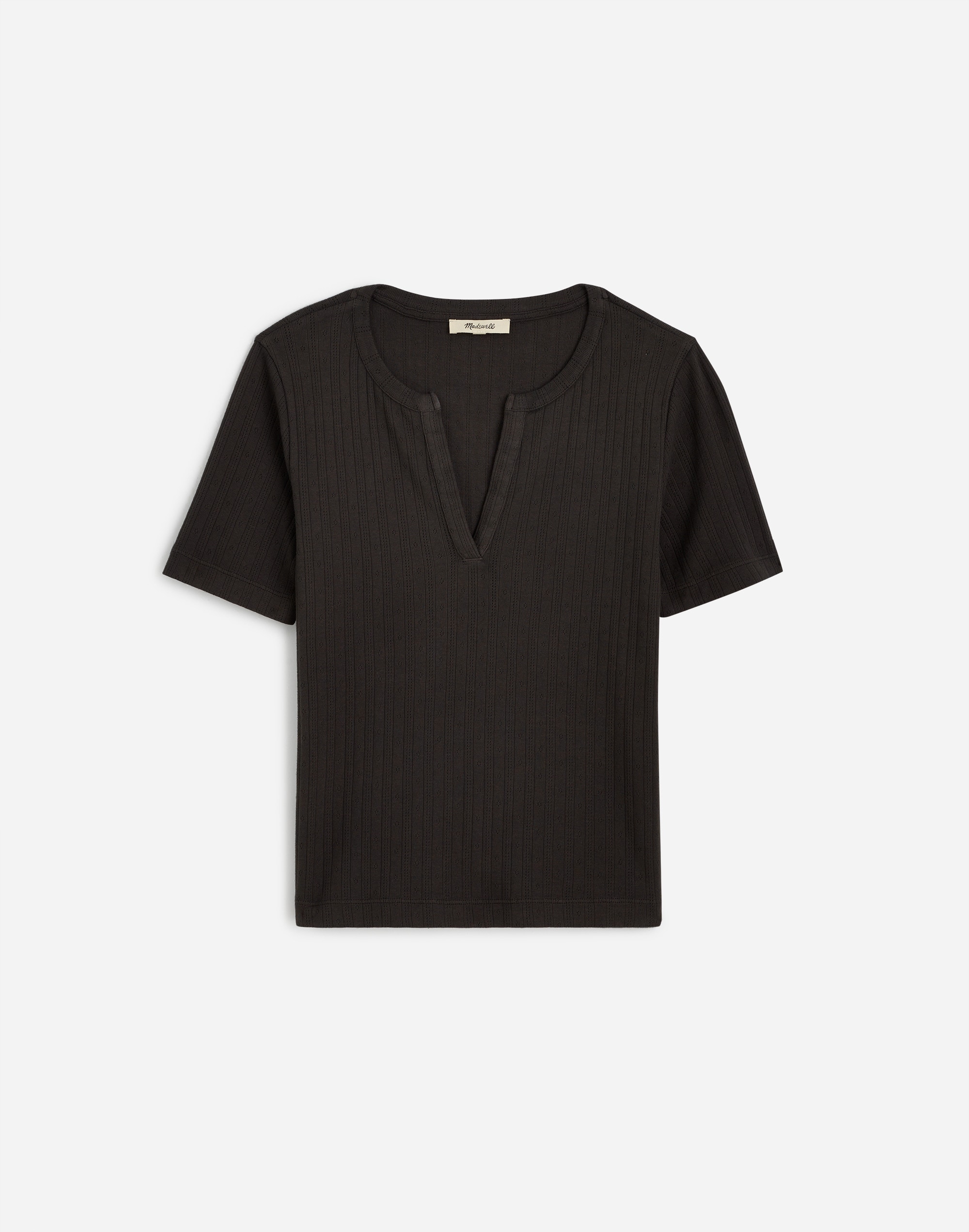 Pointelle Notch Neck Tee