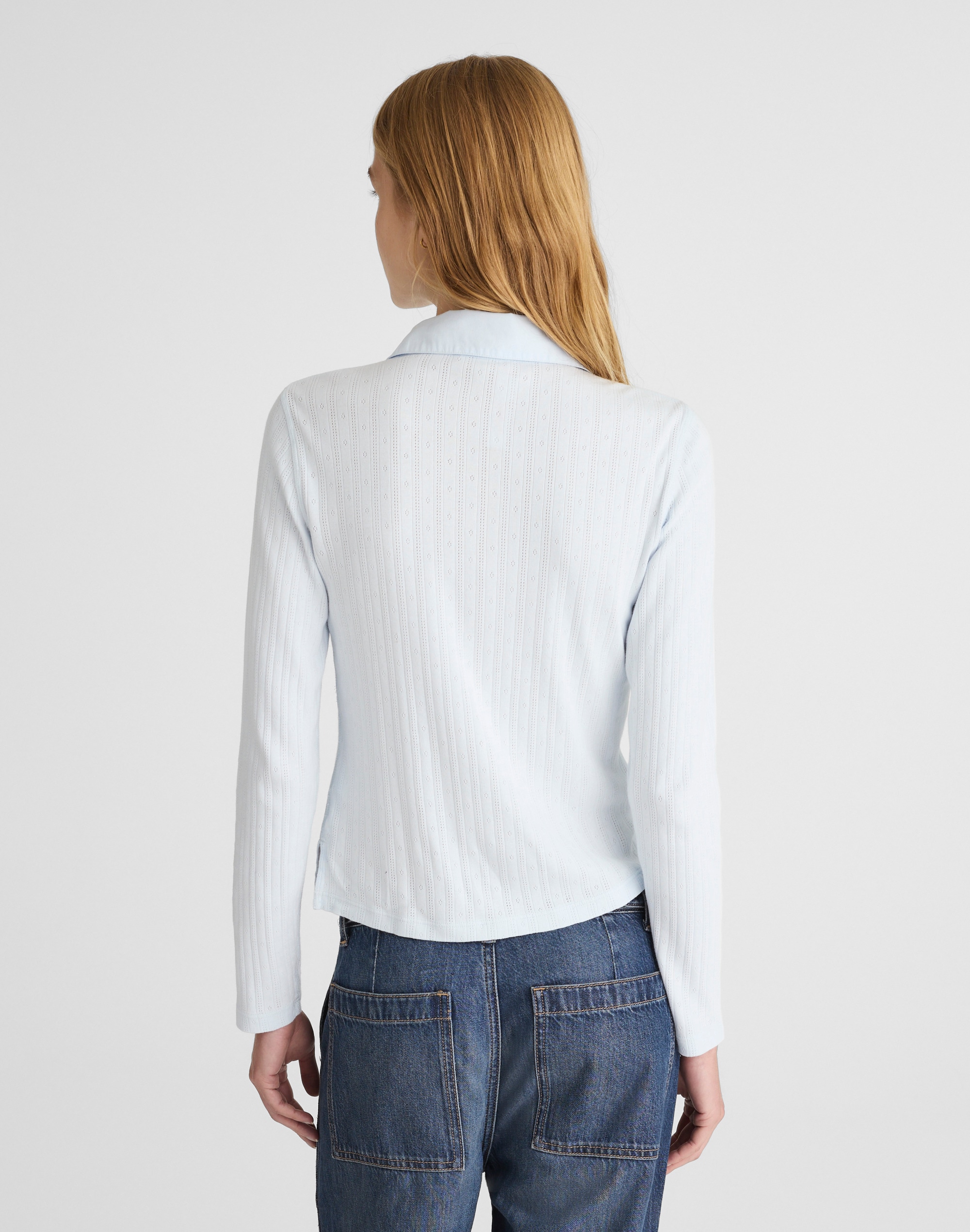 Pointelle-Knit Cardigan Top