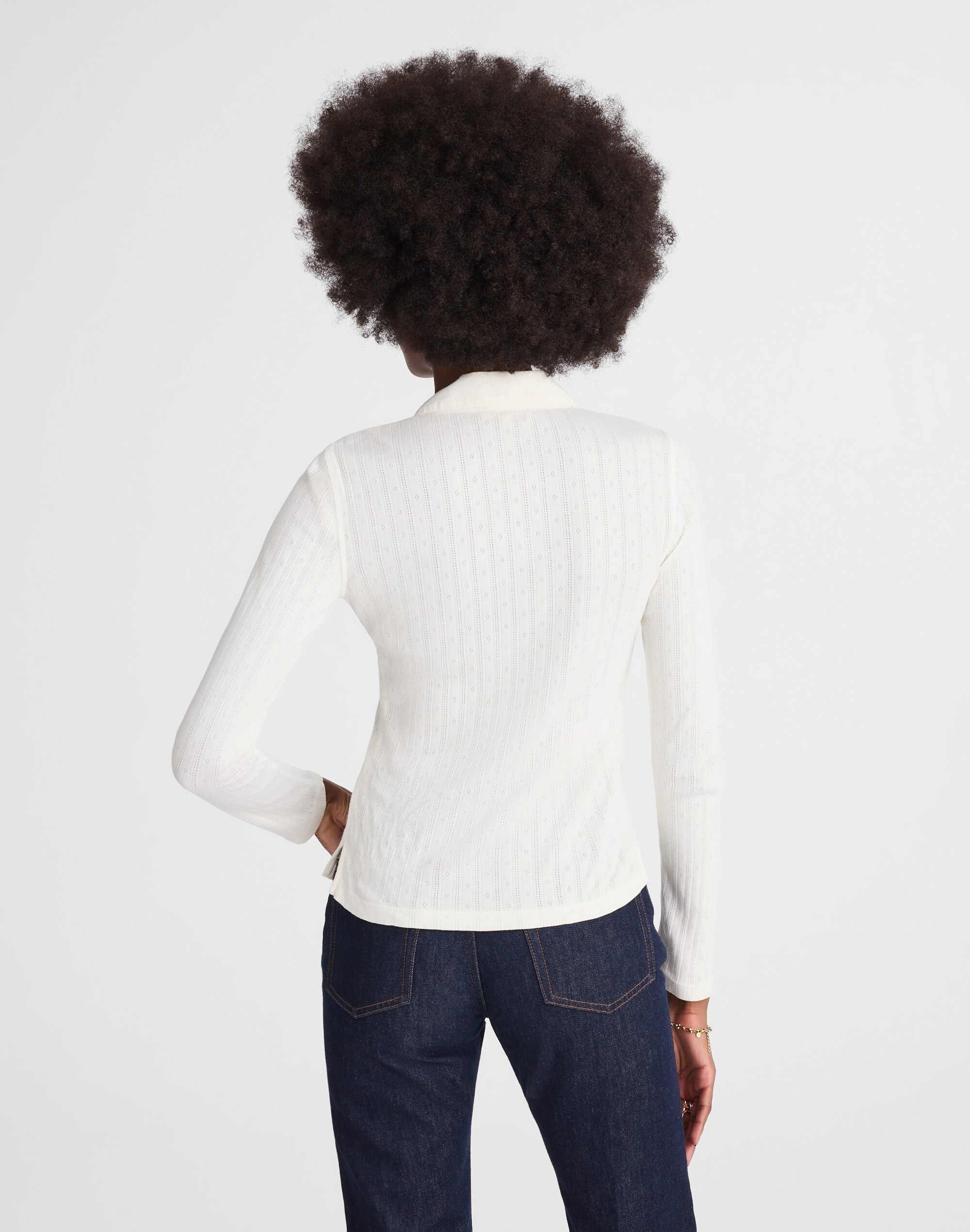 Pointelle-Knit Cardigan Top Alternate Image 4