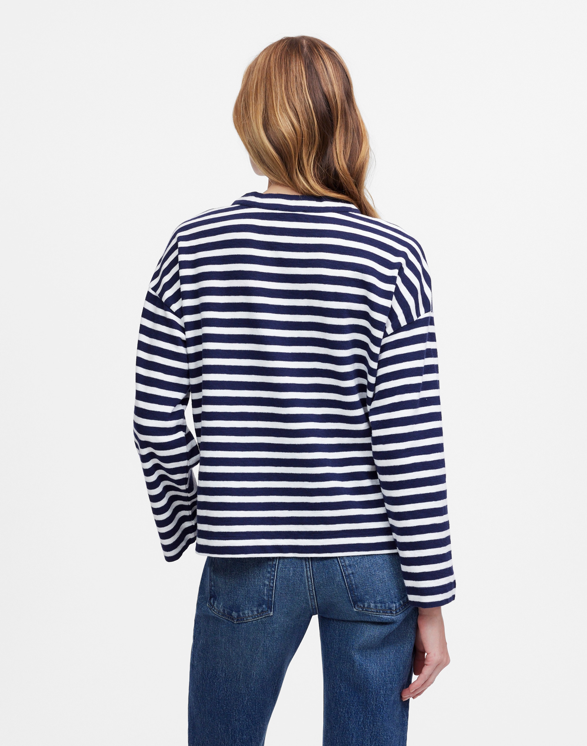 Lace-Up Long-Sleeve Tee in Stripe Alternate Image 4