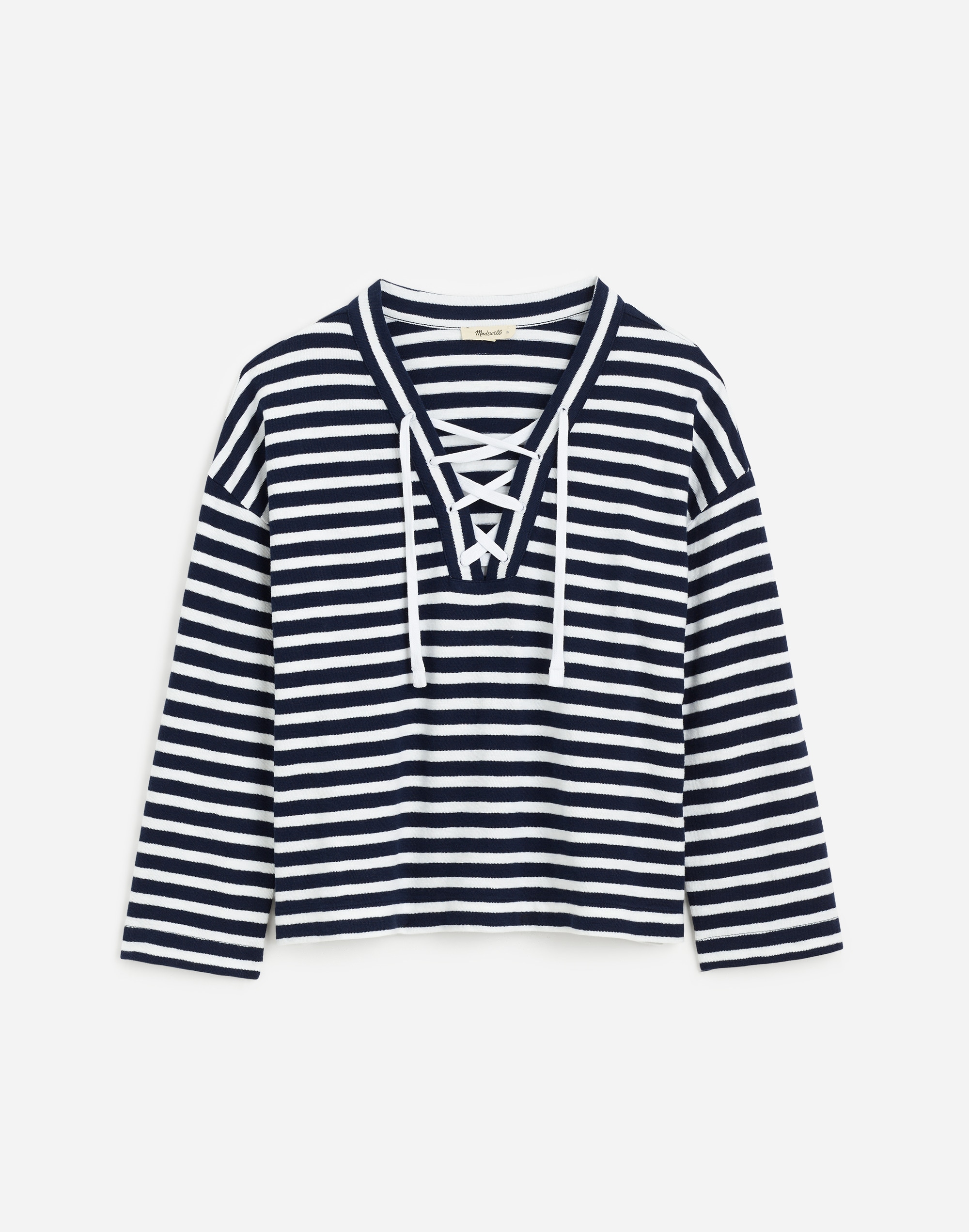 Lace-Up Long-Sleeve Tee in Stripe Alternate Image 6