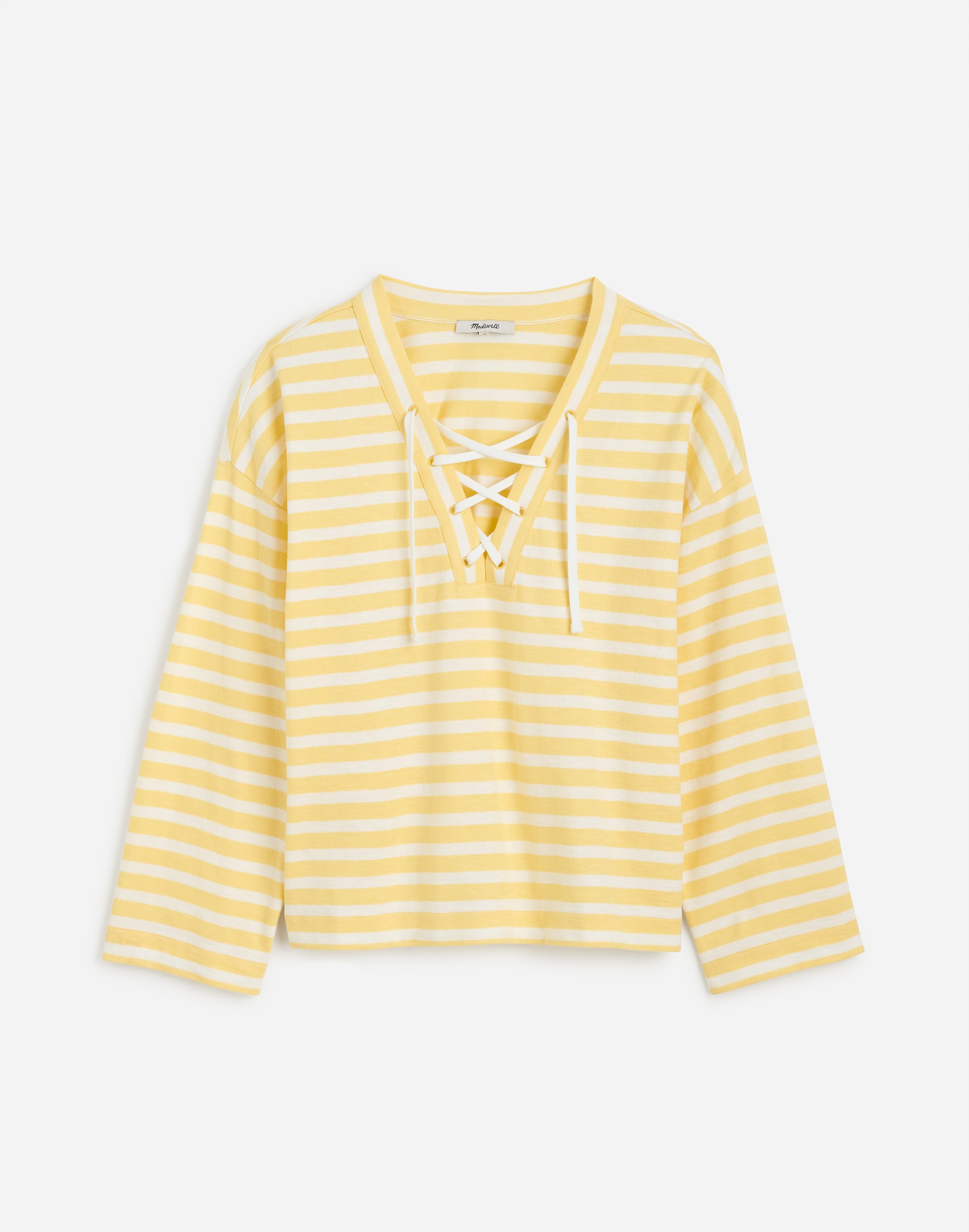 lace-up long-sleeve tee in stripe