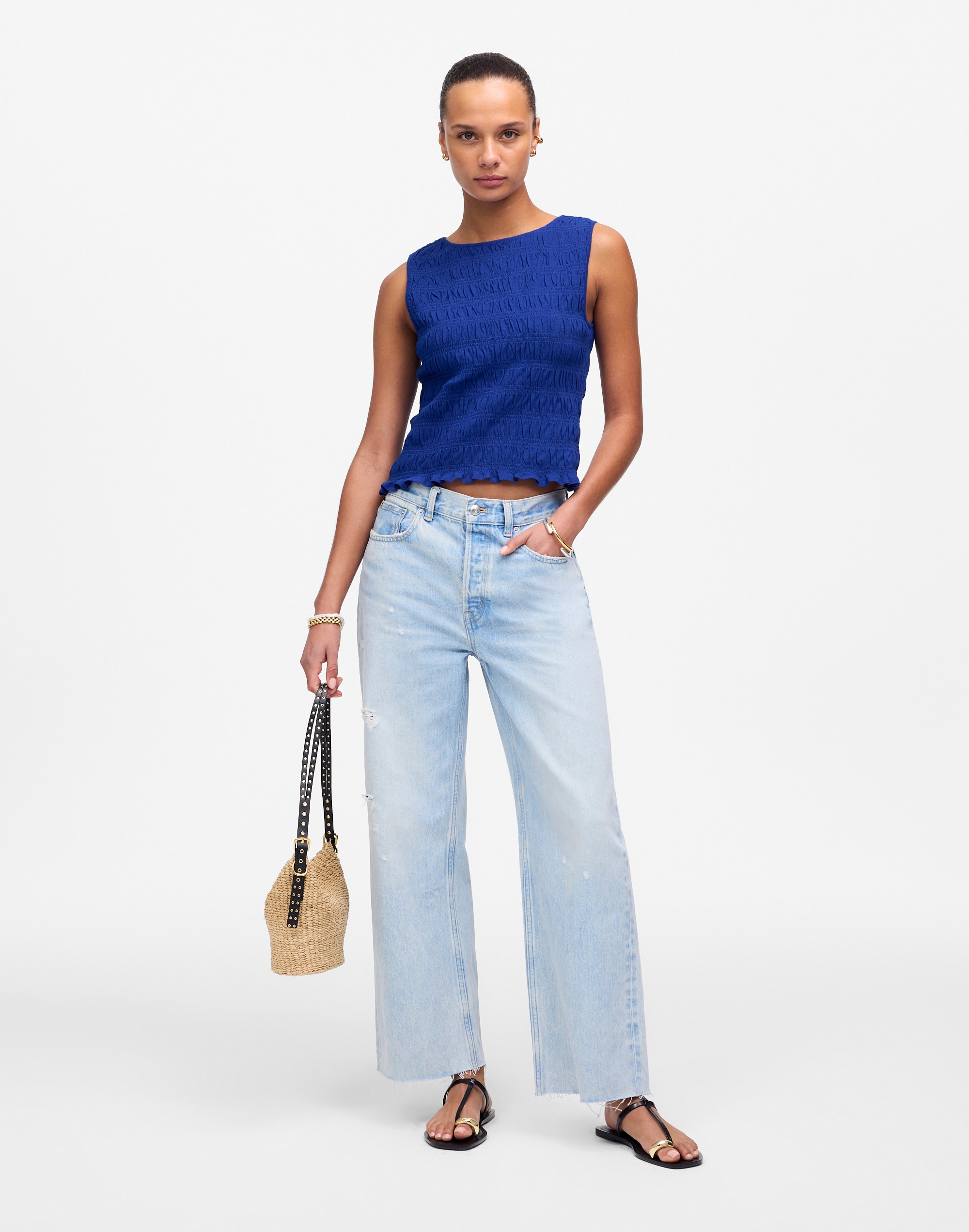 Smocked Boatneck Tank