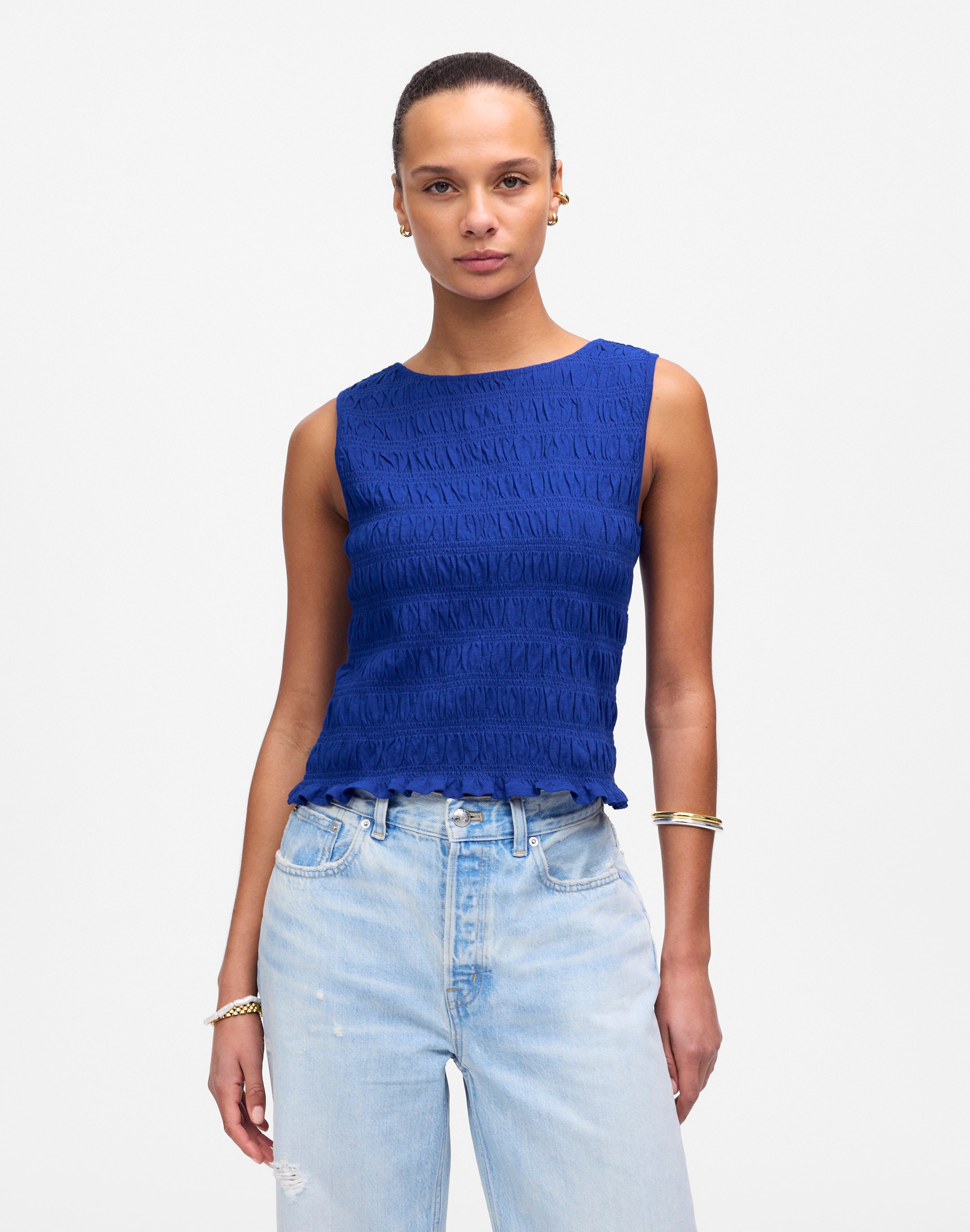 Smocked Boatneck Tank 