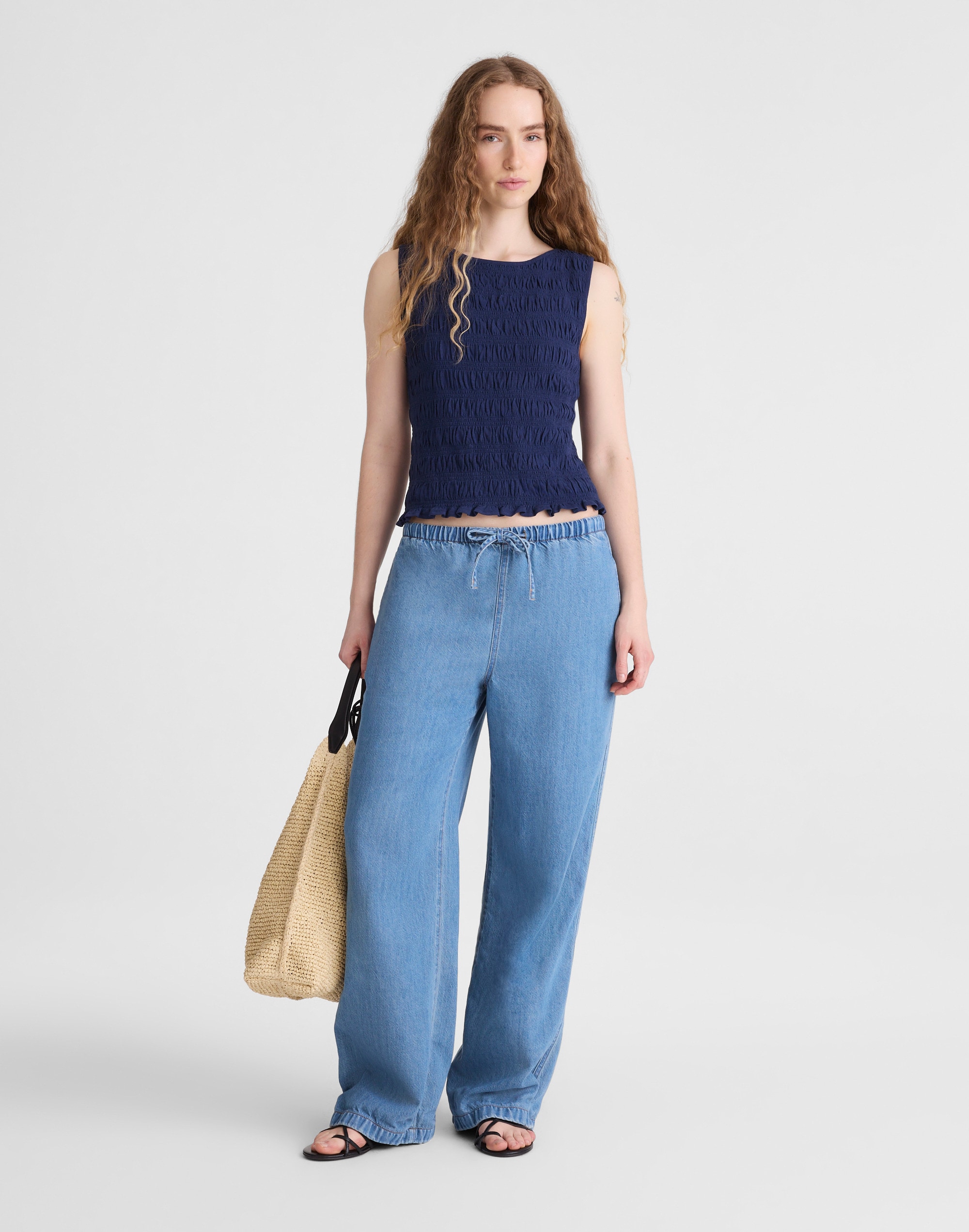 Smocked Boatneck Tank Alternate Image 1