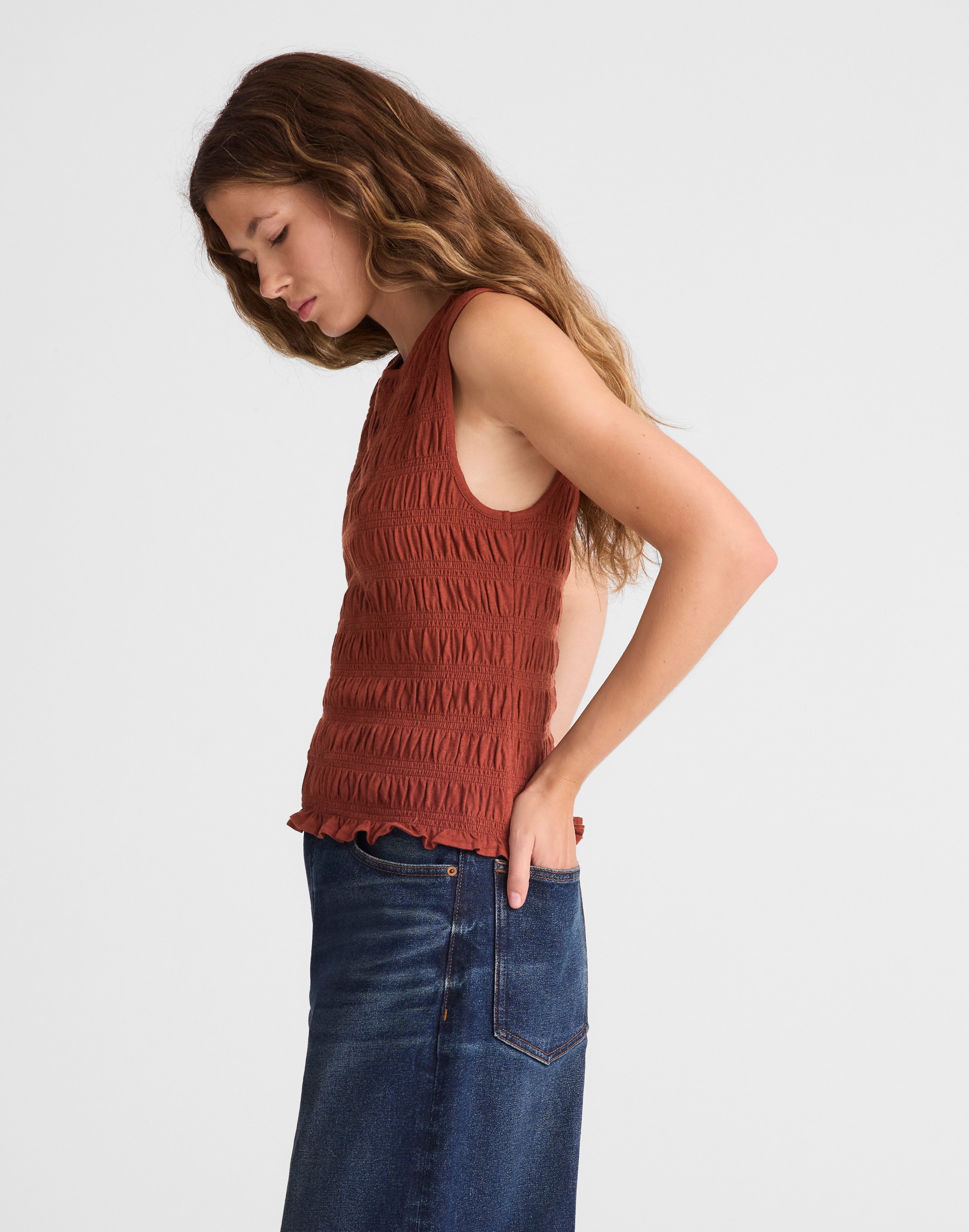 Smocked Boatneck Tank