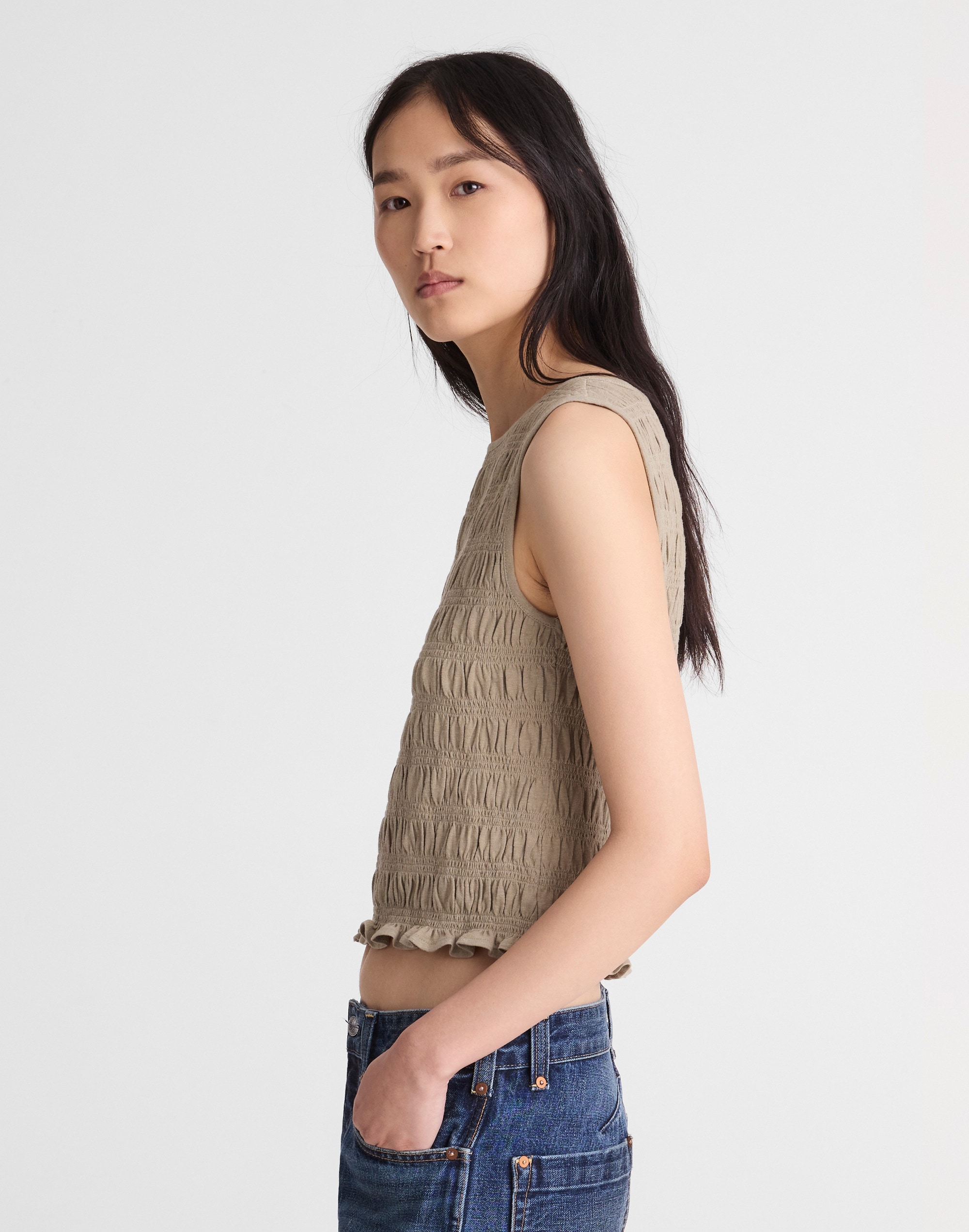 Smocked Boatneck Tank