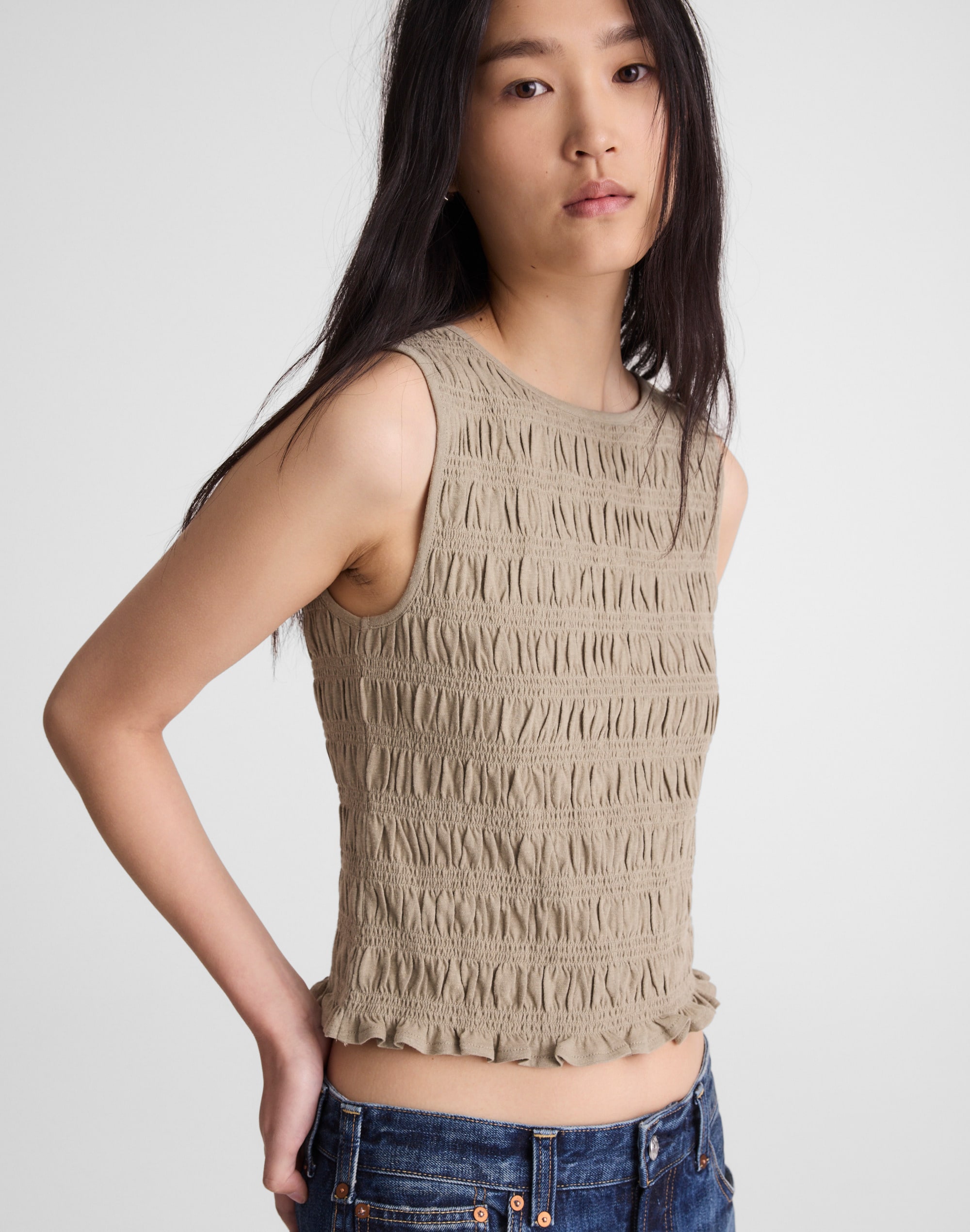 Smocked Boatneck Tank
