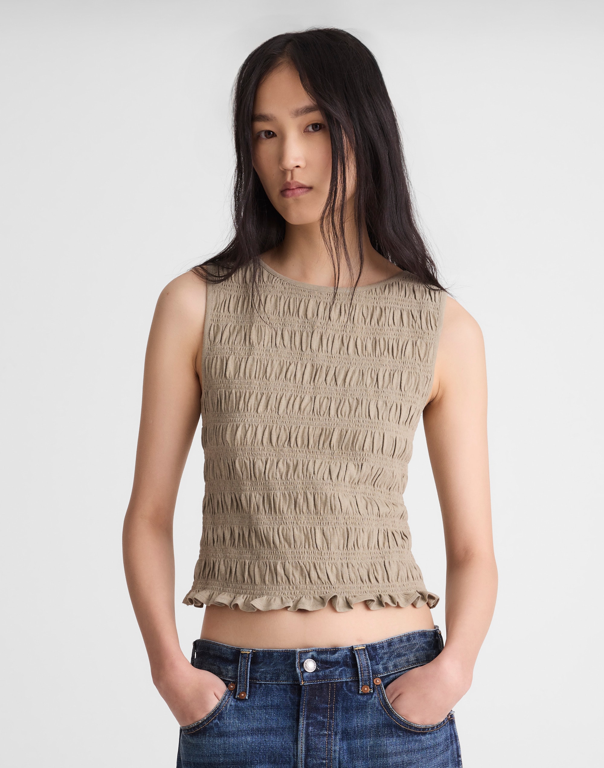 Smocked Boatneck Tank 
