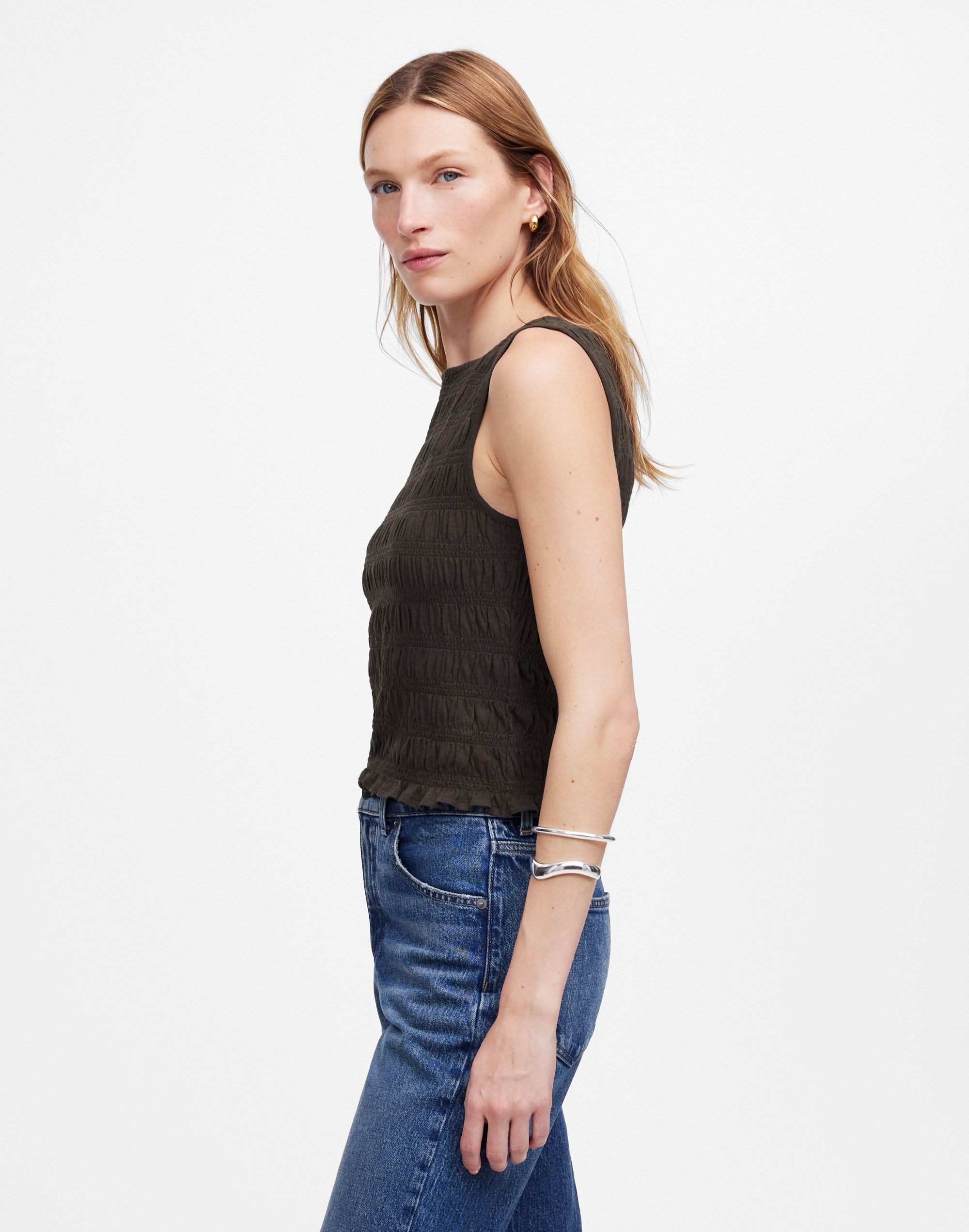 Smocked Boatneck Tank