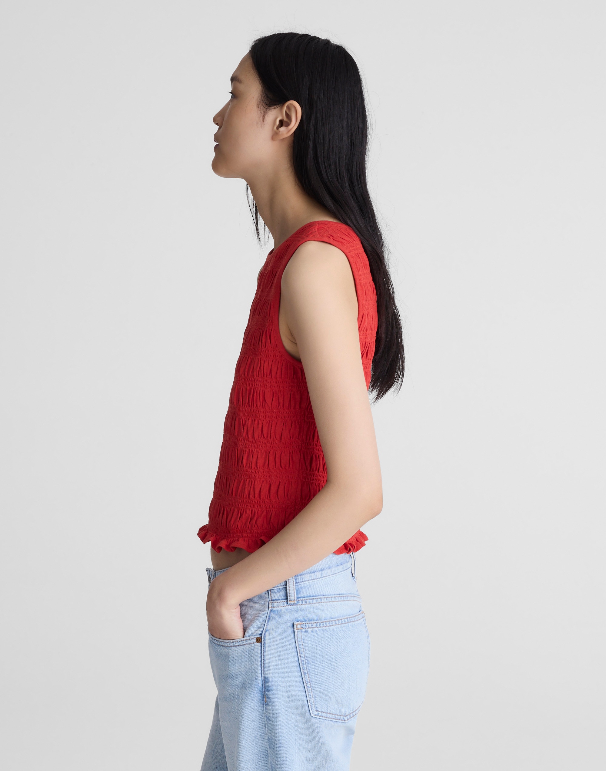 Smocked Boatneck Tank