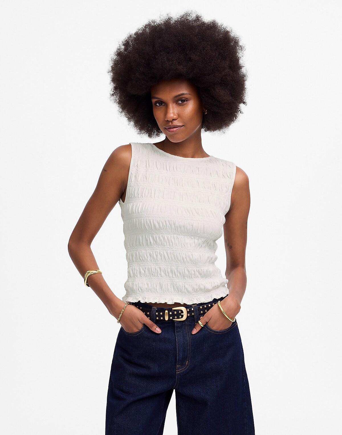 Smocked Boatneck Tank
