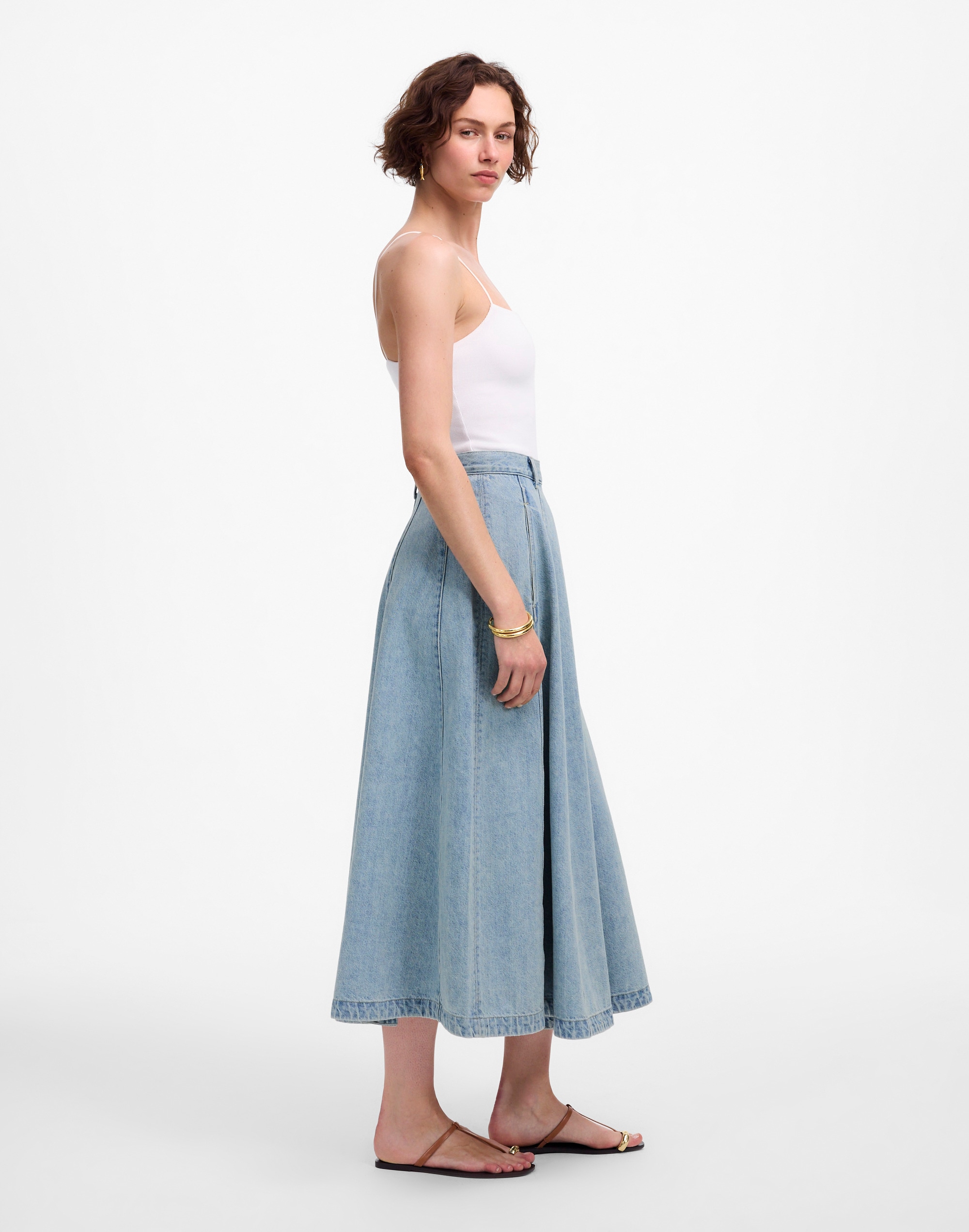 Denim Midi Skirt in Edmonson Wash