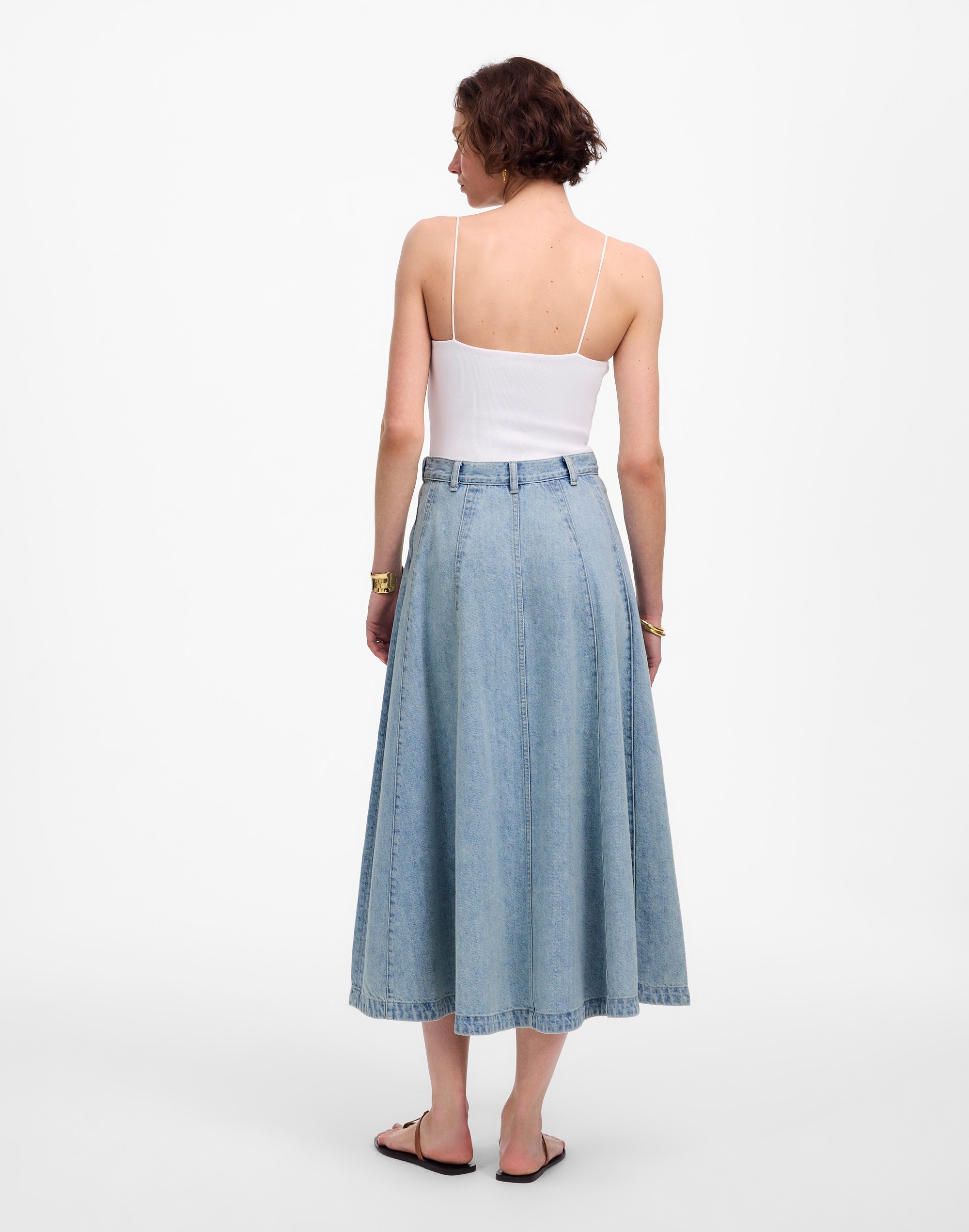Denim Midi Skirt in Edmonson Wash