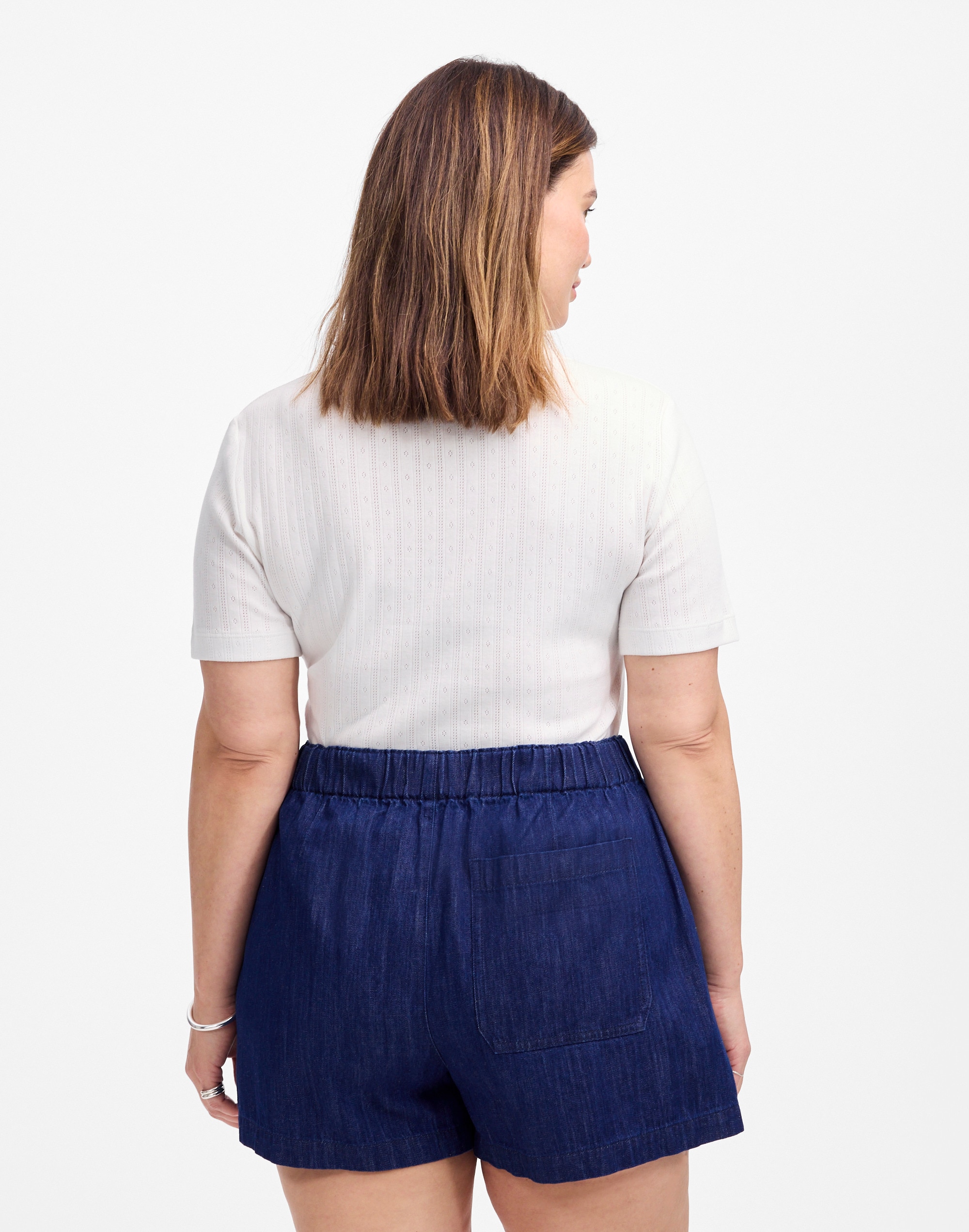 Plus Denim Pull-On Shorts in Bright Rinse Wash