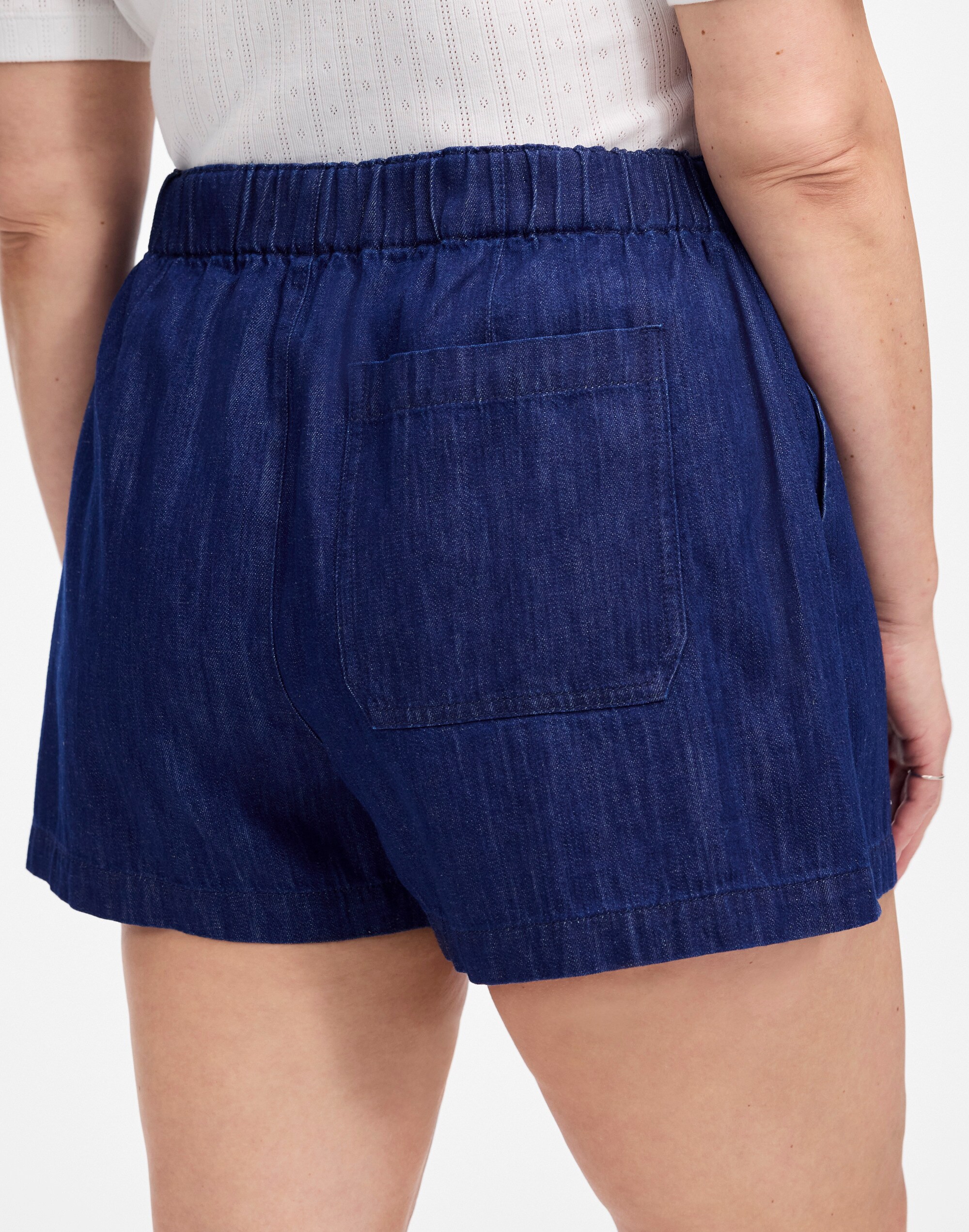 Plus Denim Pull-On Shorts in Bright Rinse Wash
