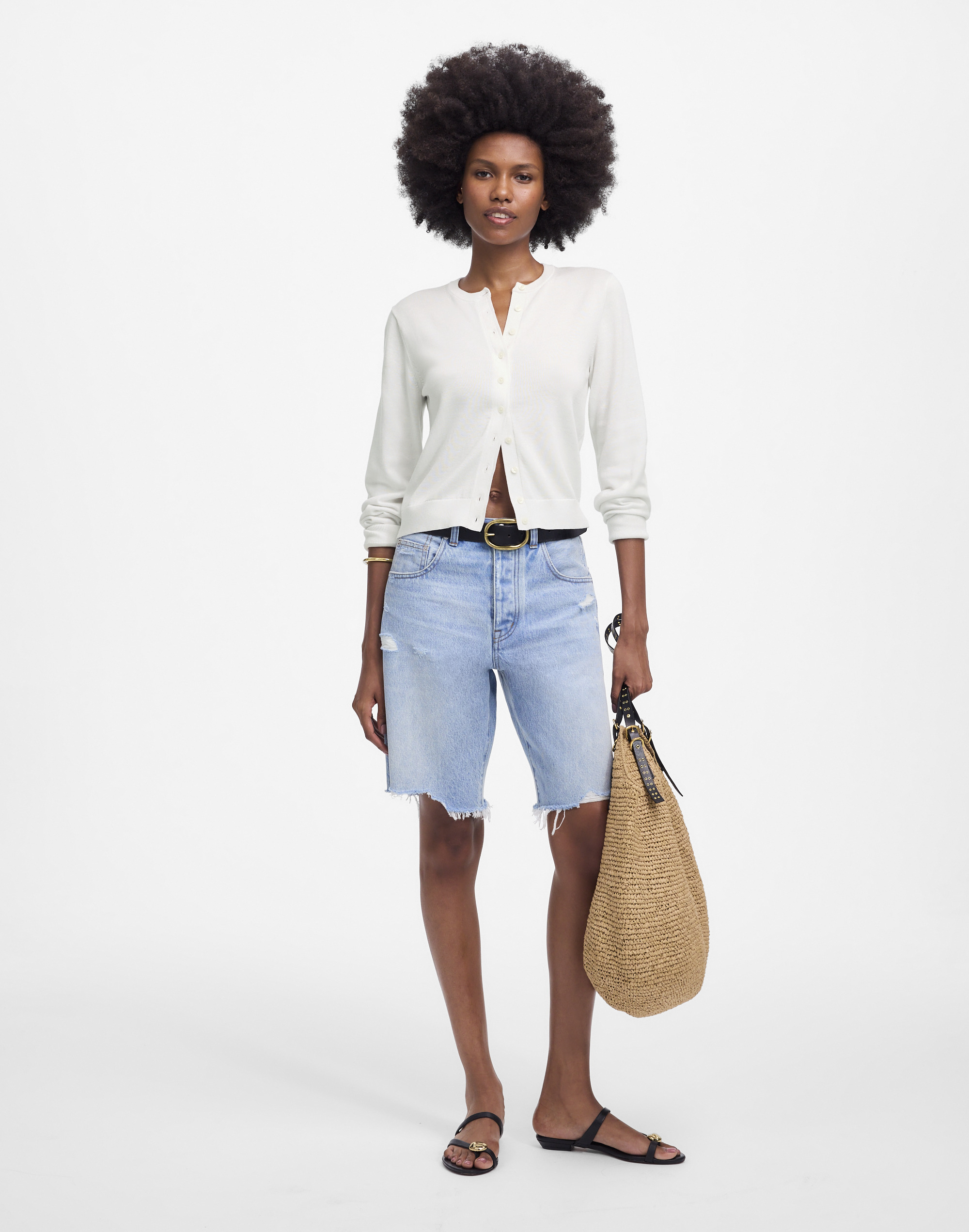 Crewneck Cardigan in 100% Cotton