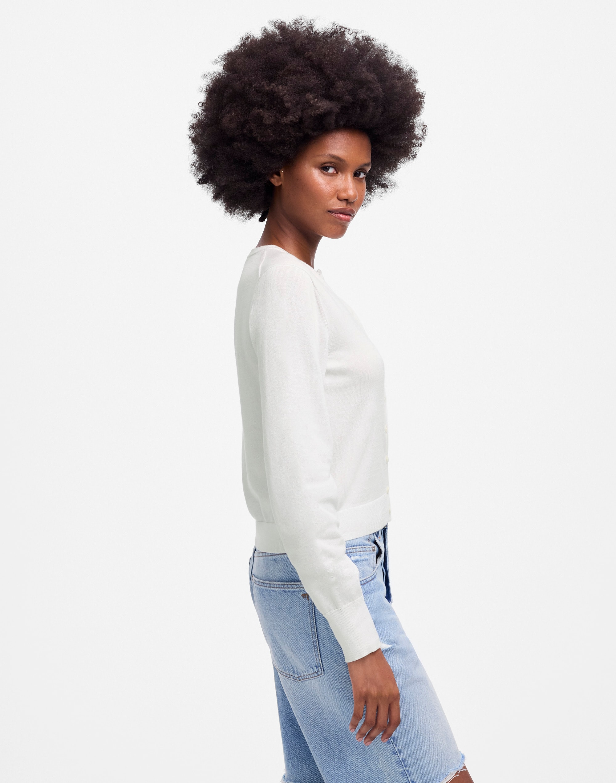 Crewneck Cardigan in 100% Cotton