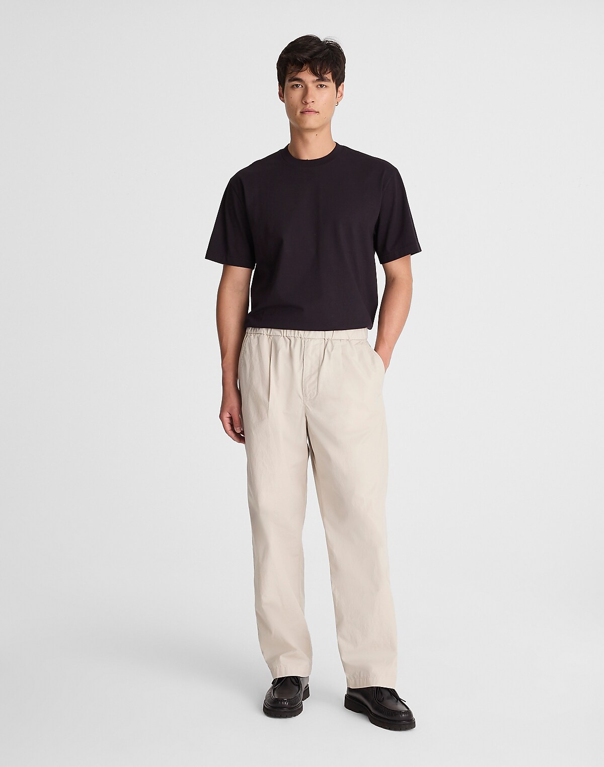 Pleated Poplin Pull-On Pant