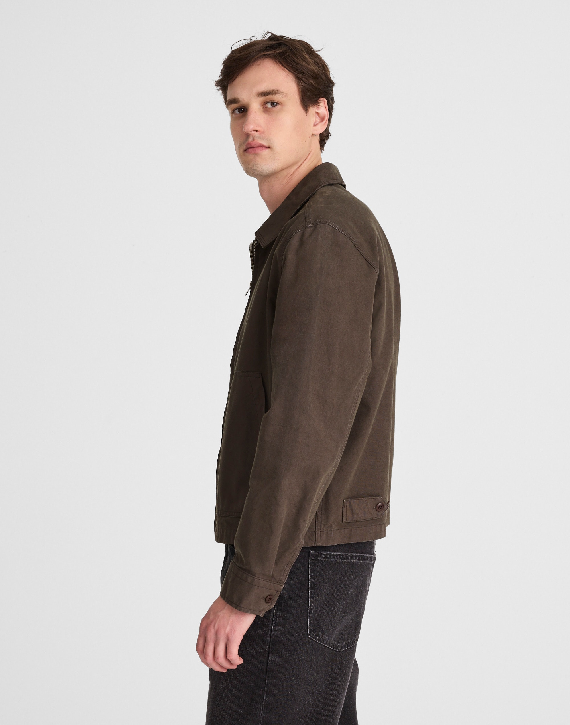 Zip-Front Jacket in Cotton Canvas