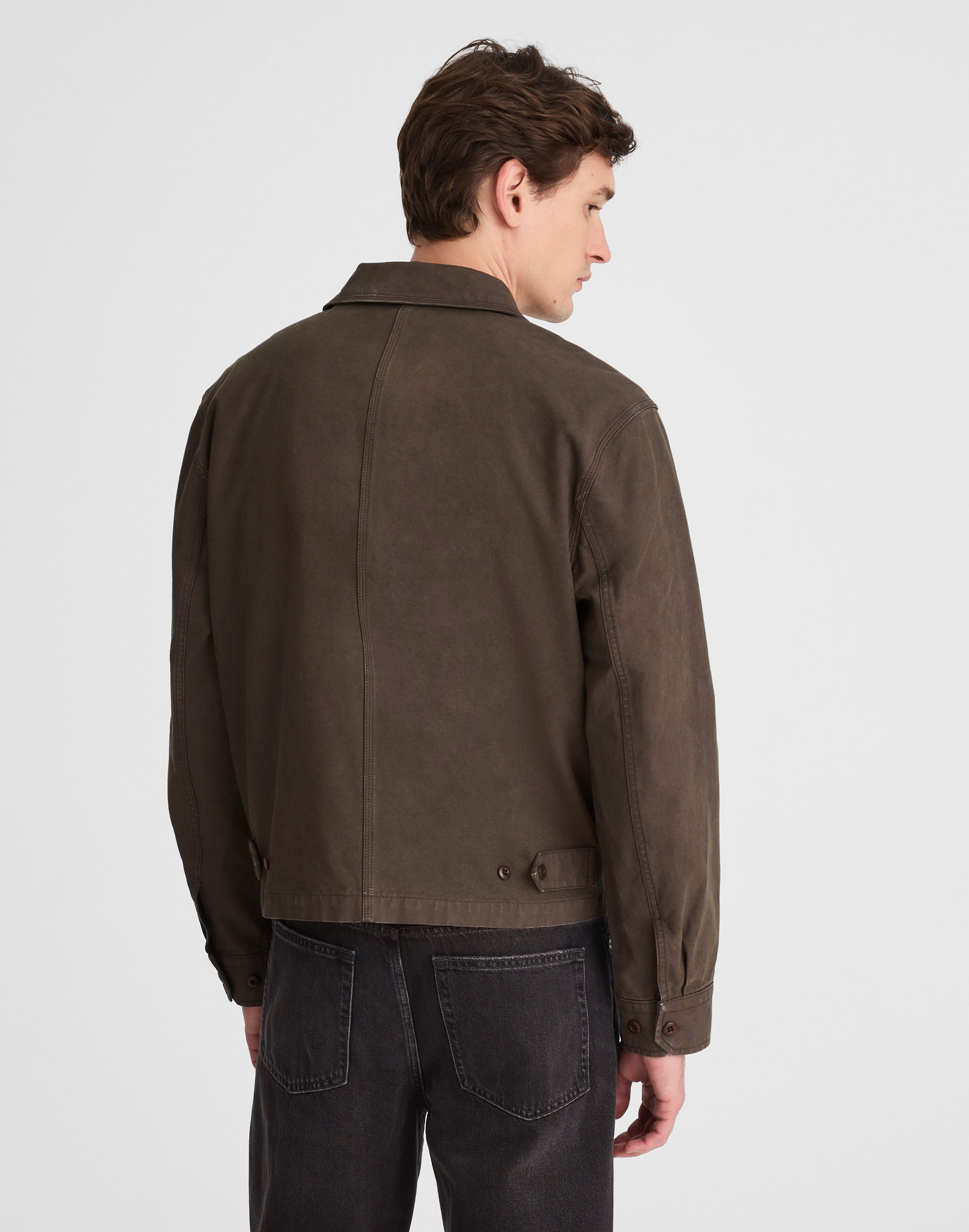 Zip-Front Jacket in Cotton Canvas