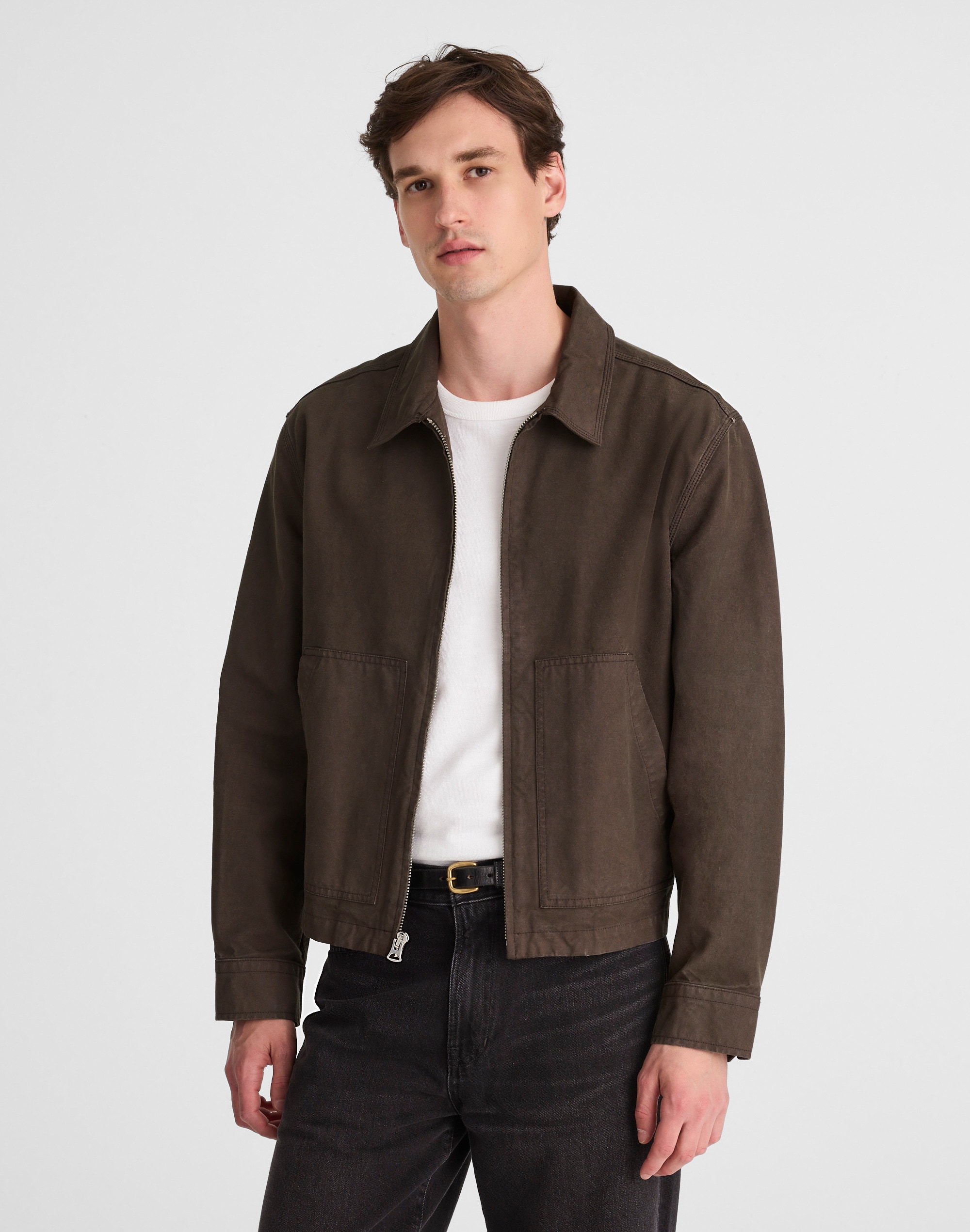 Zip-Front Jacket in Cotton Canvas