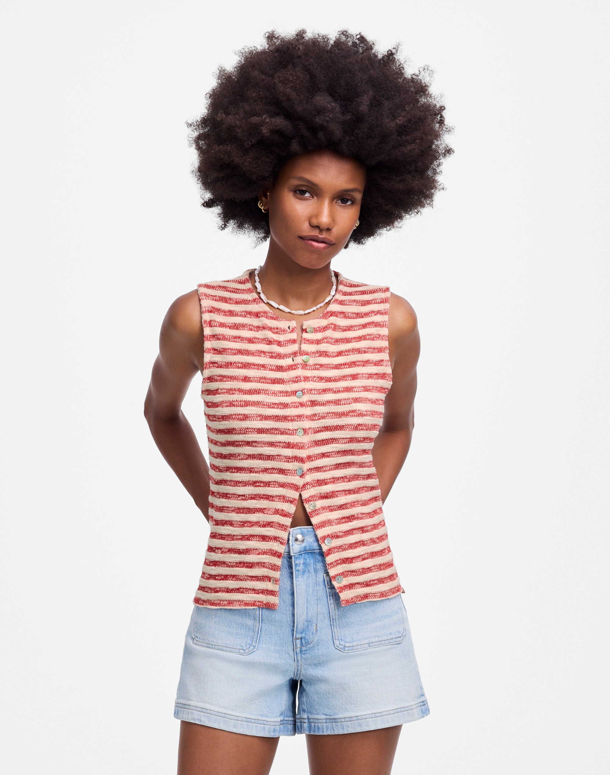 crewneck sweater vest in stripe