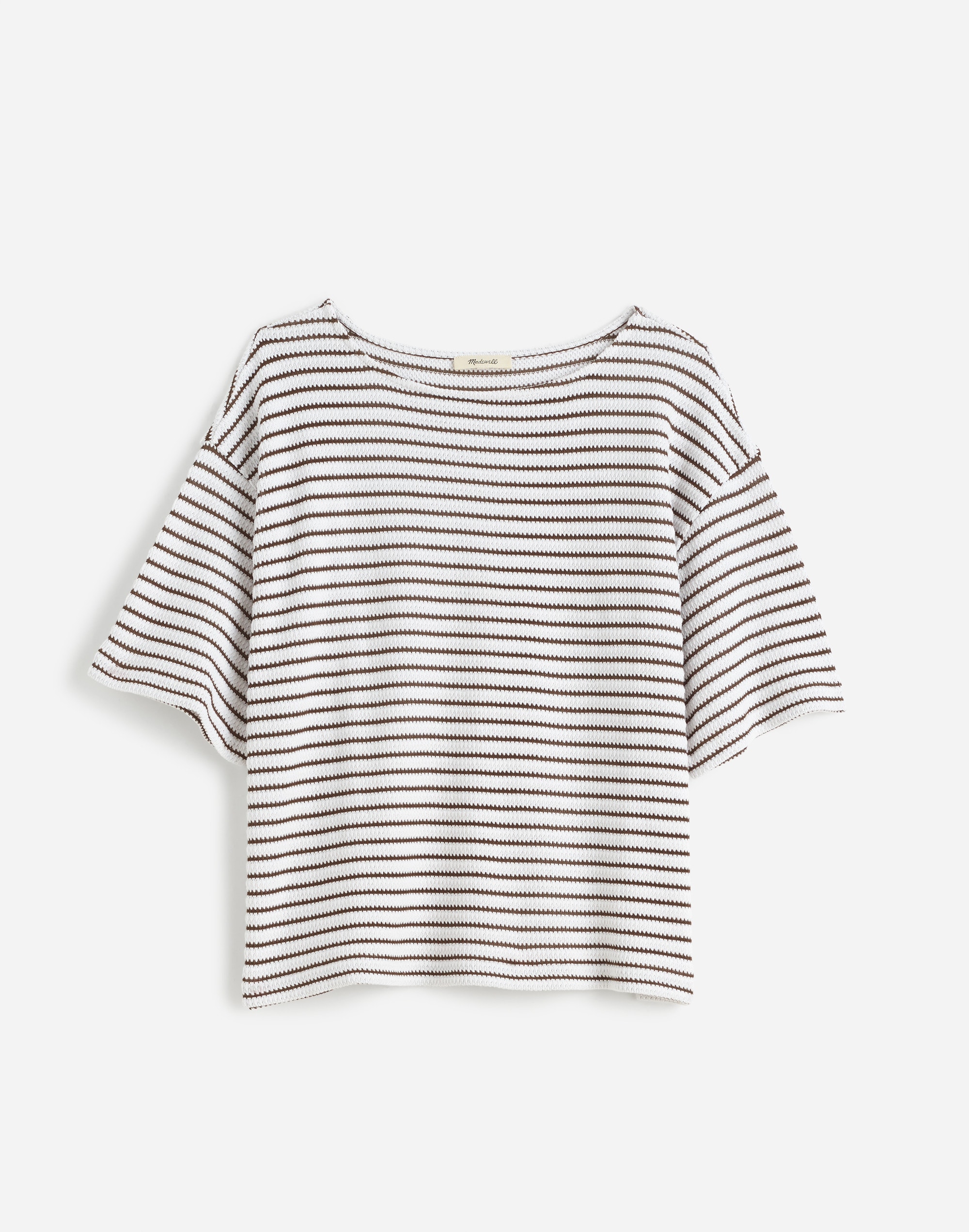 Embroidered Boxy Knit Tee in Stripe