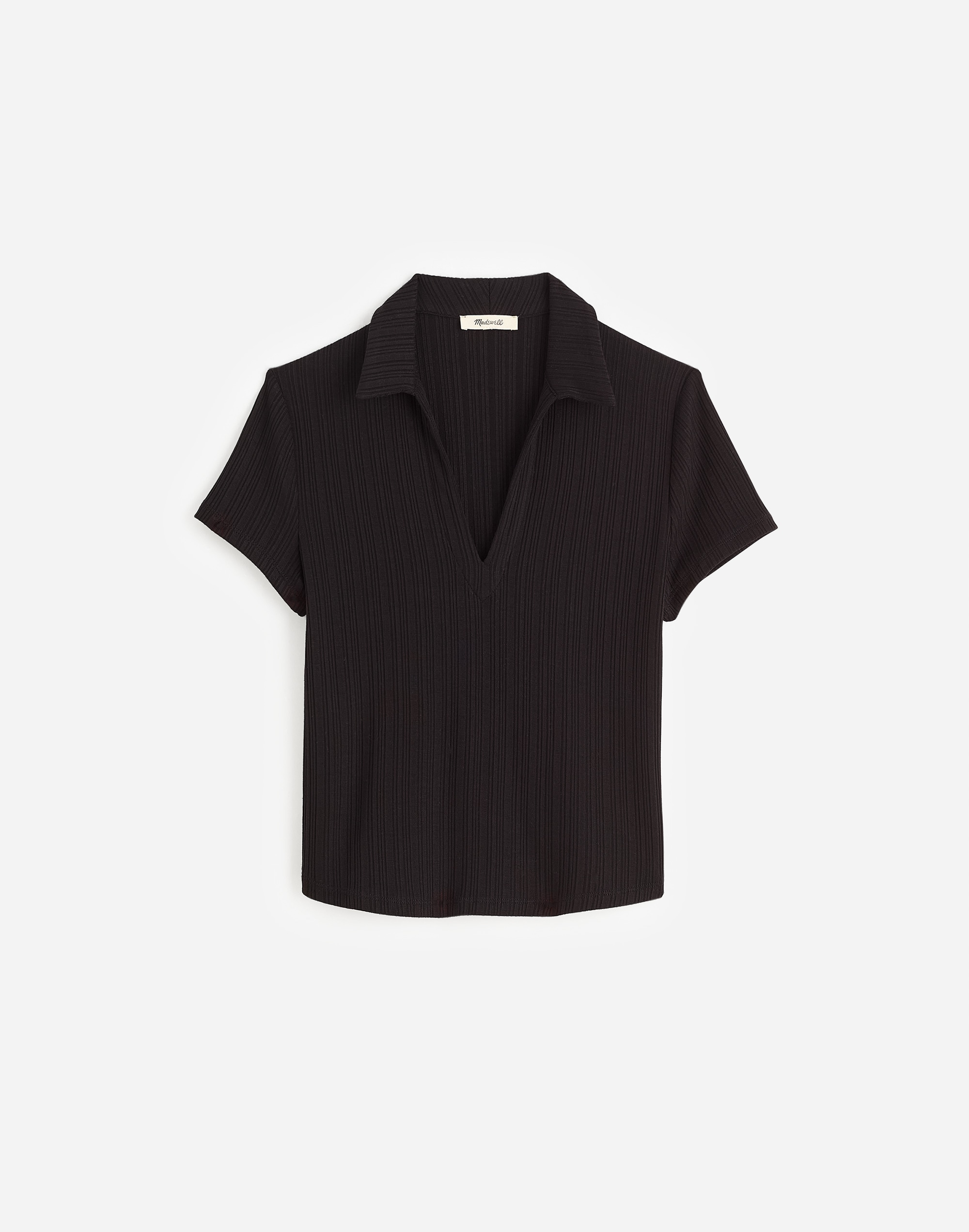 Ribbed V-Neck Polo Tee