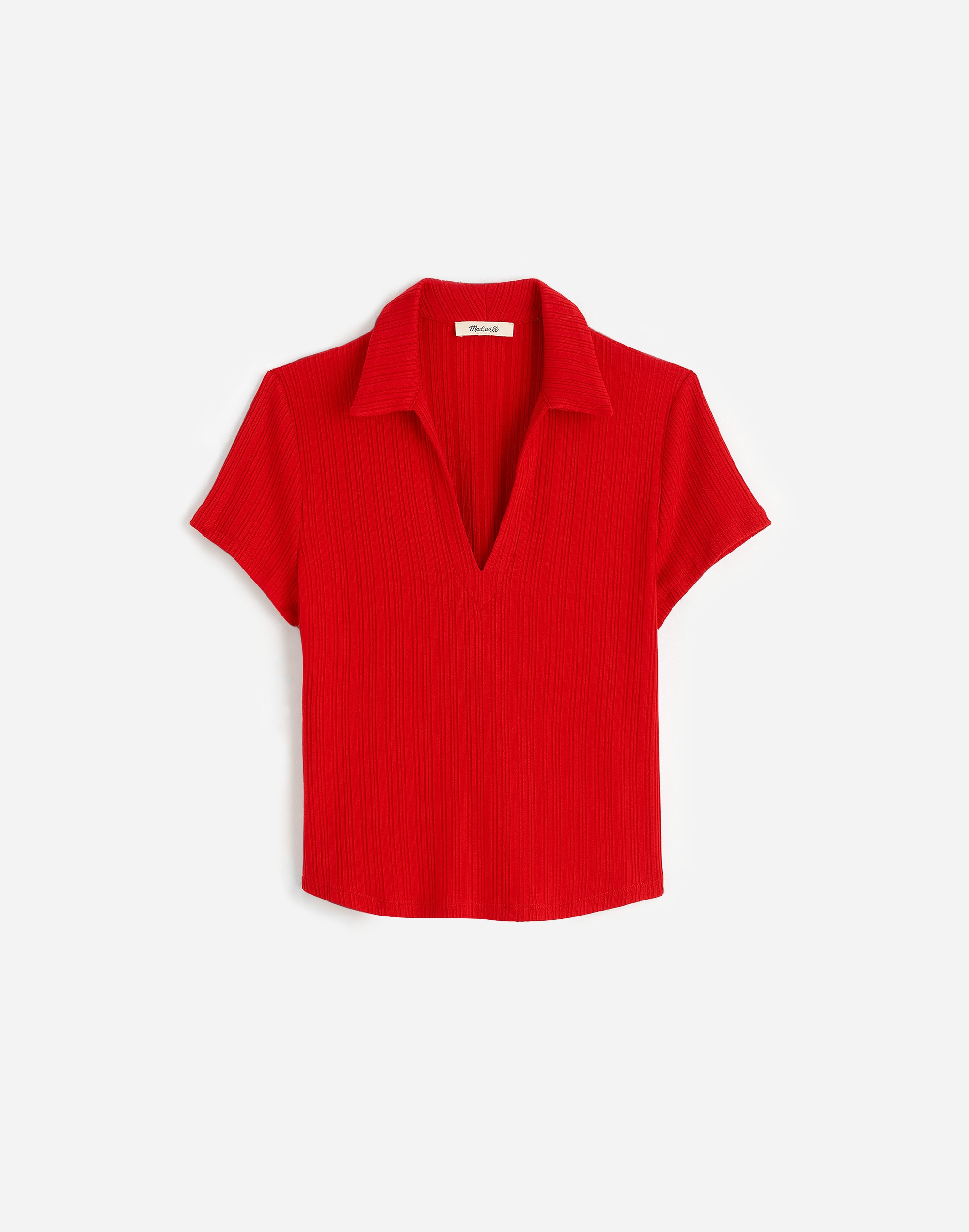 Ribbed V-Neck Polo Tee
