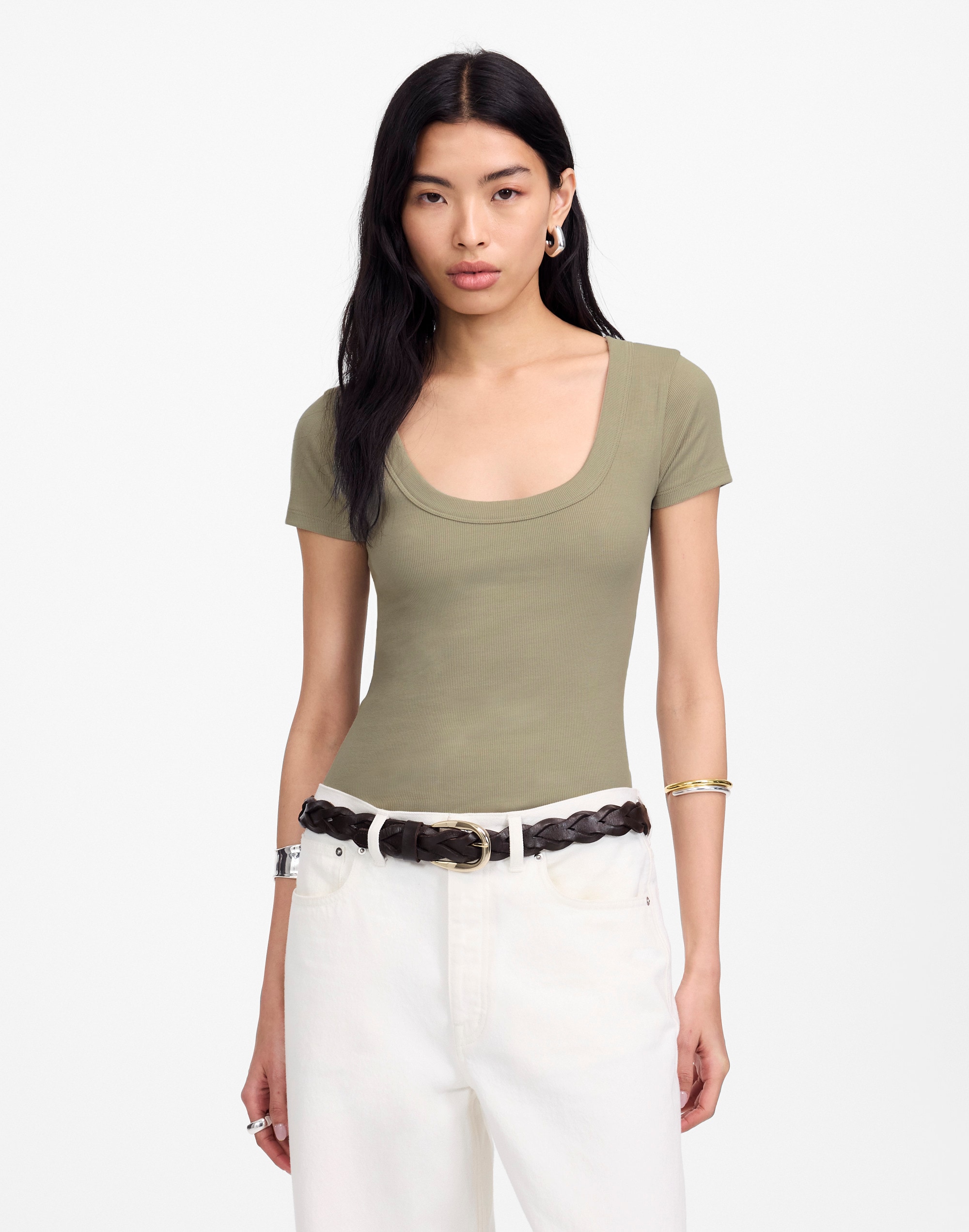 (Re)generative Cotton Ribbed Scoopneck Tee