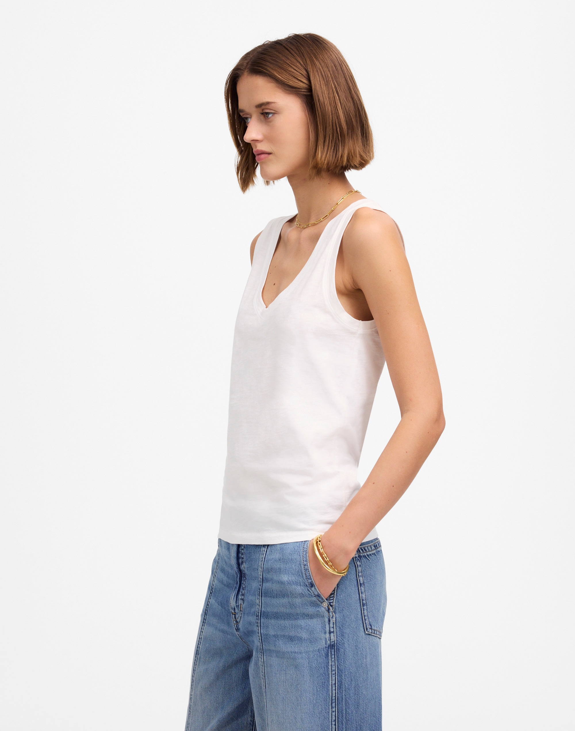 Slub Relaxed V-Neck Tank