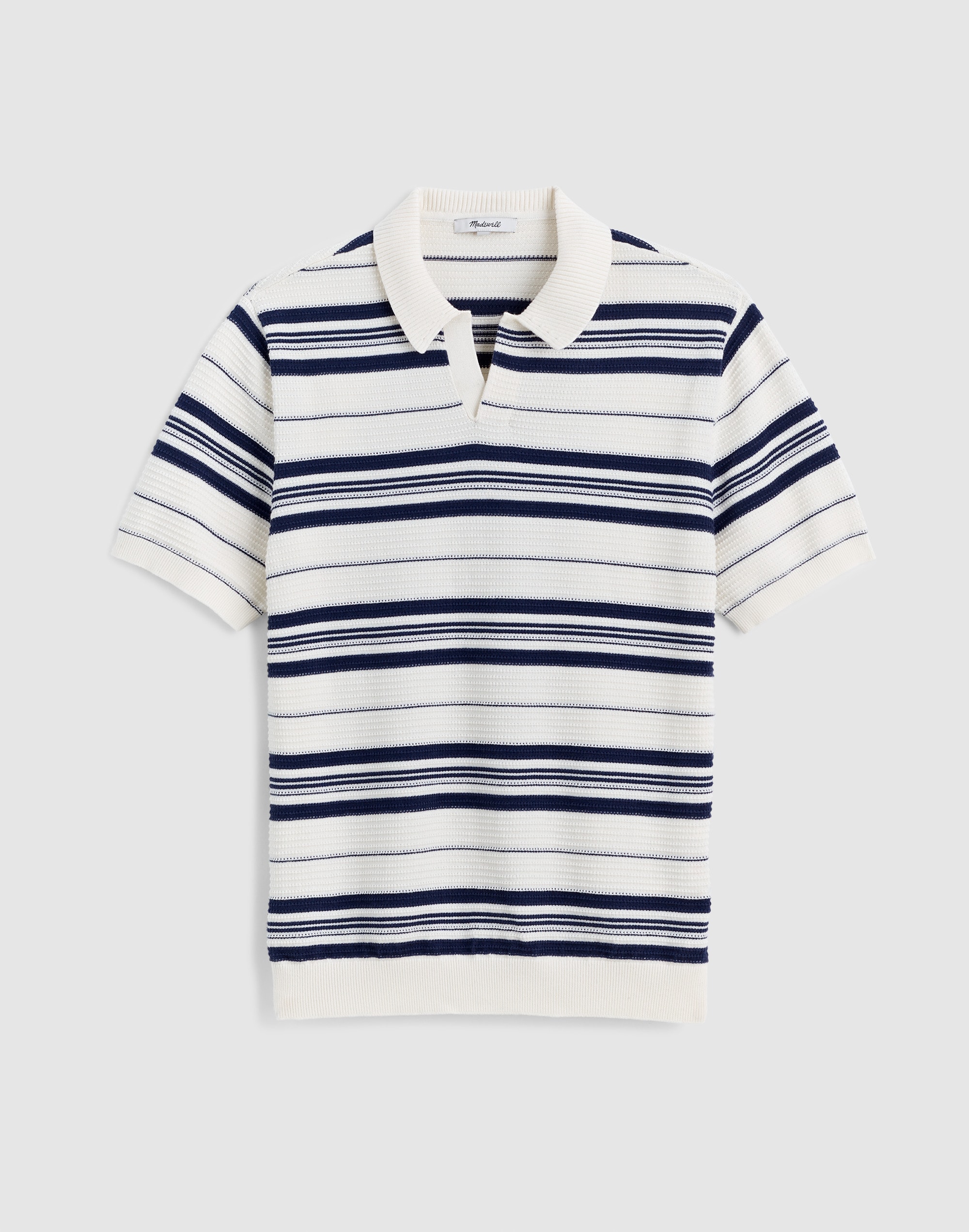Striped Johnny-Collar Sweater Polo