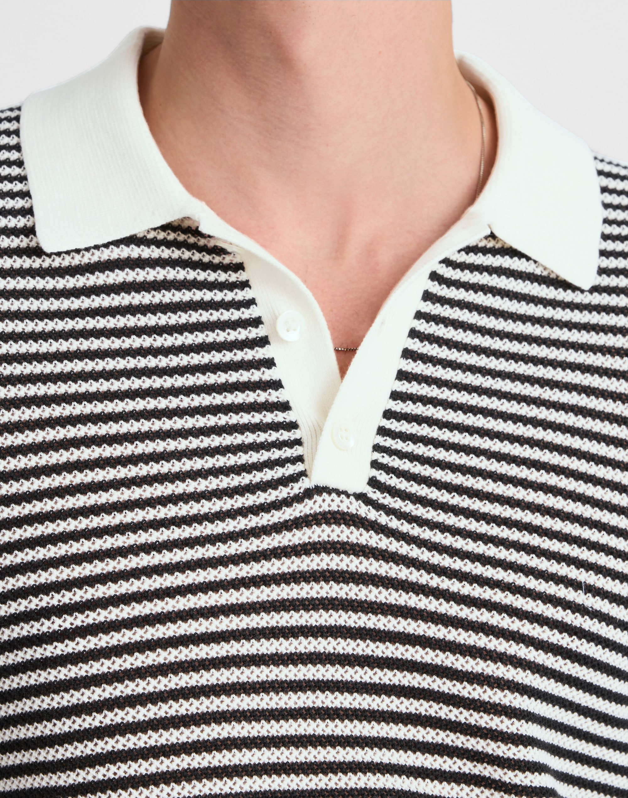 Pointelle-Stripe Sweater Polo