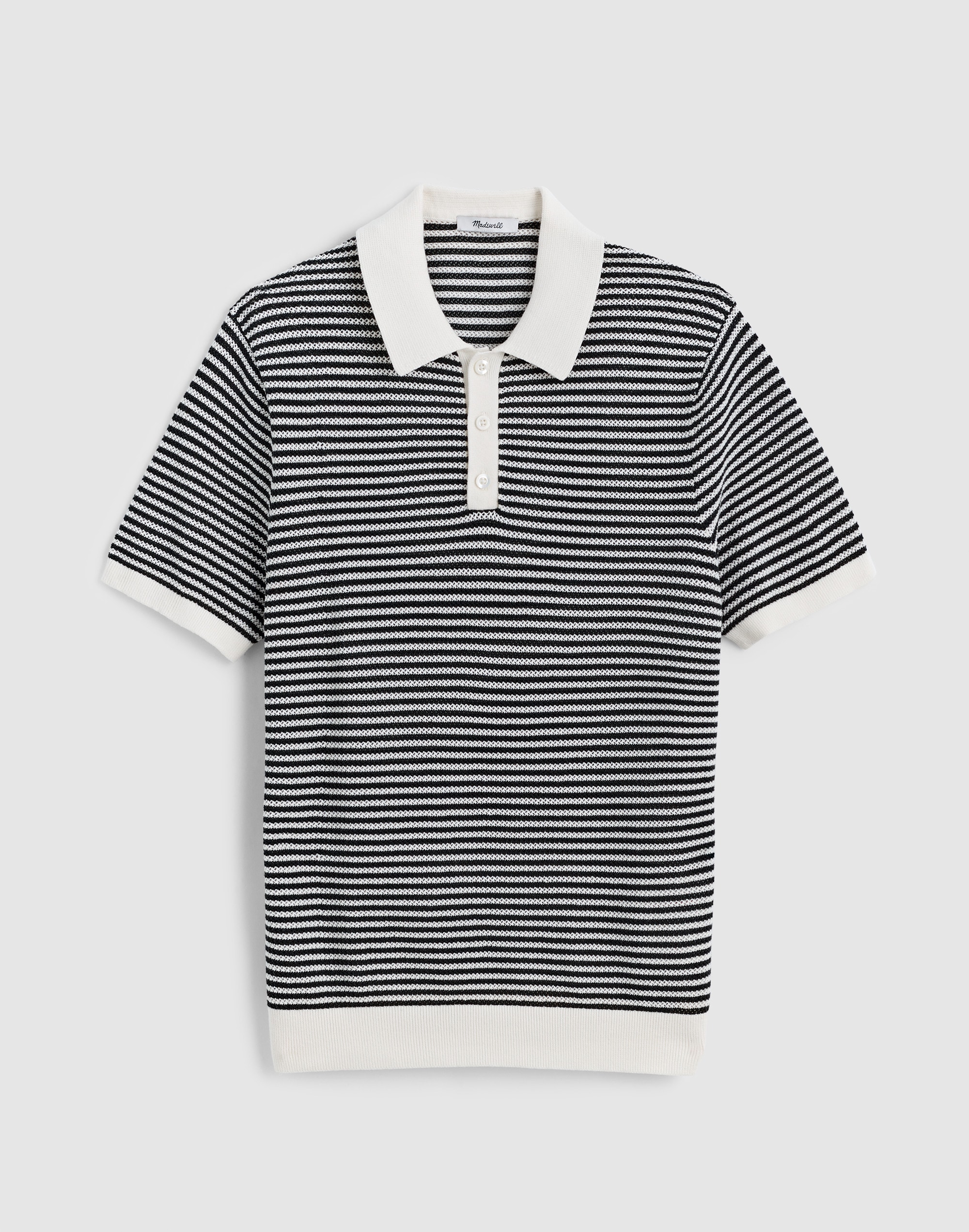 Pointelle-Stripe Sweater Polo