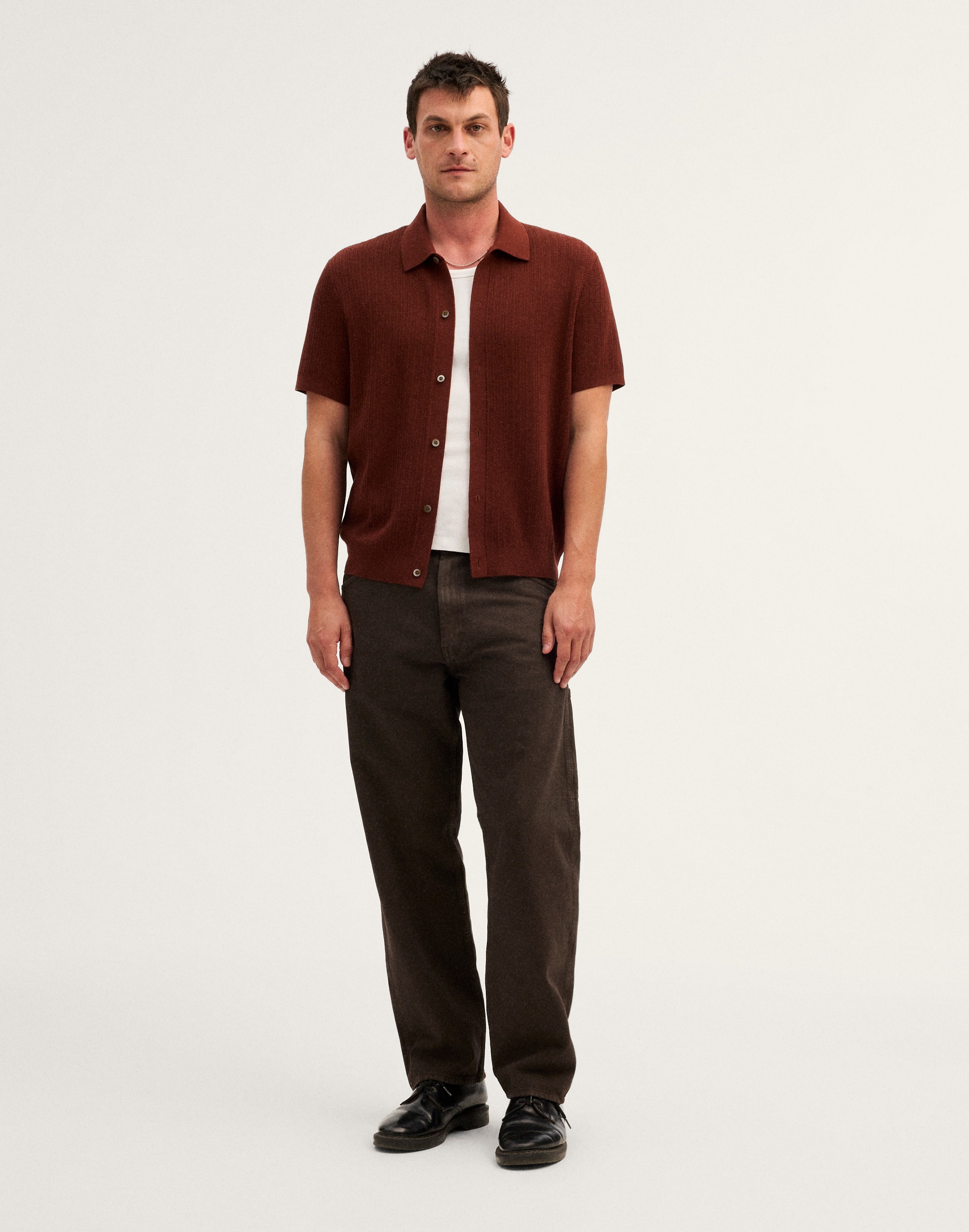 Tuck-Stitch Button-Up Sweater Polo