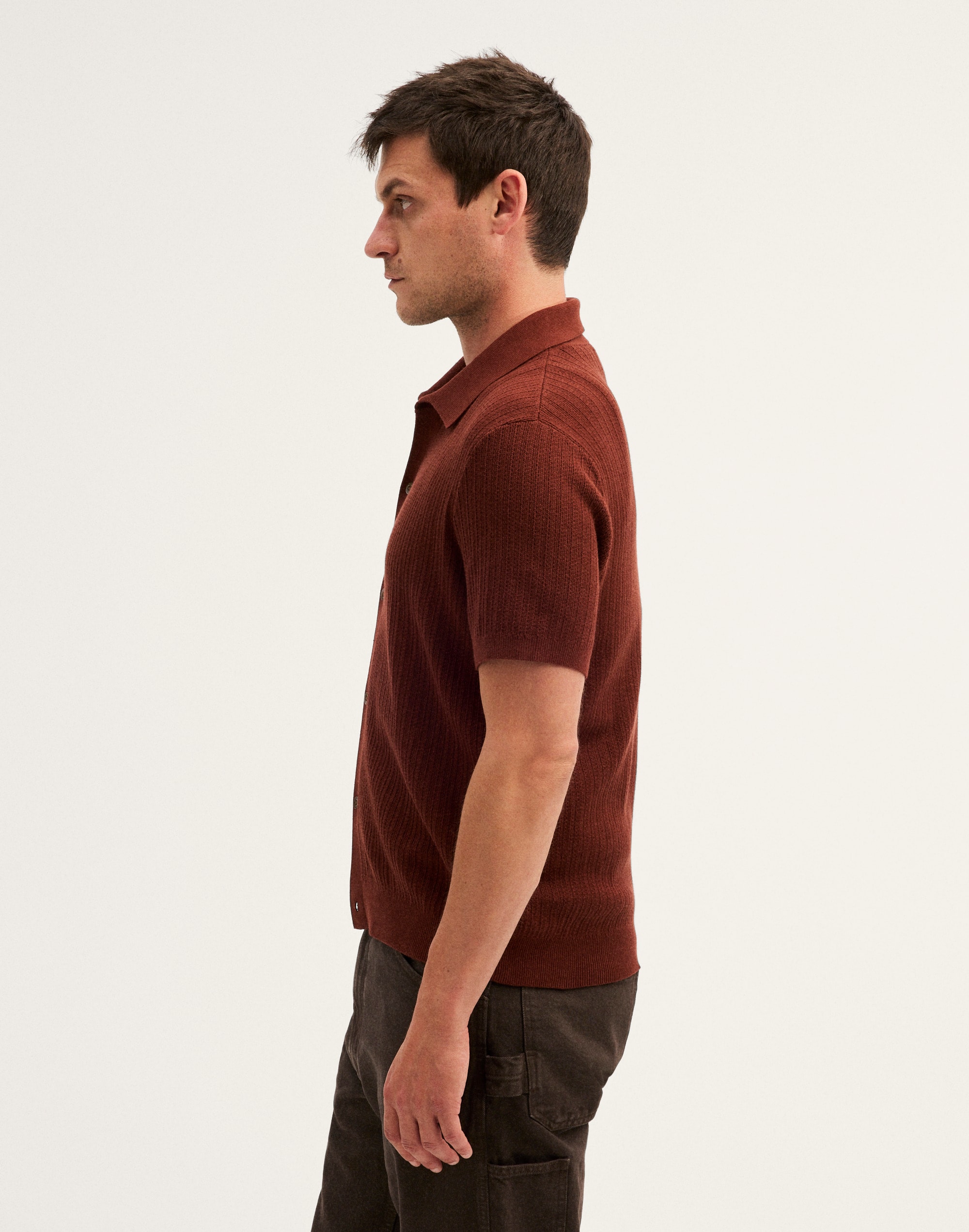Tuck-Stitch Button-Up Sweater Polo