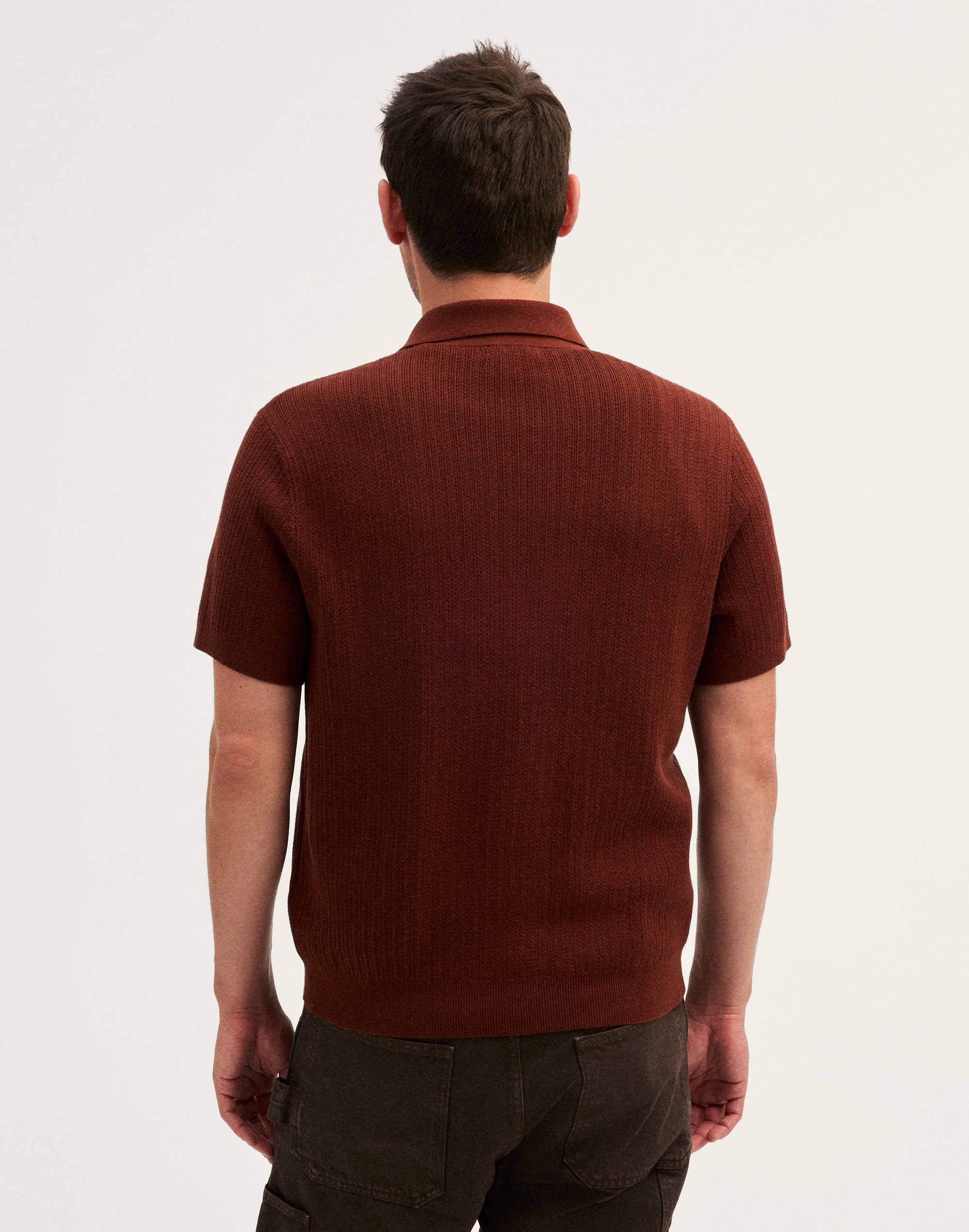 Tuck-Stitch Button-Up Sweater Polo