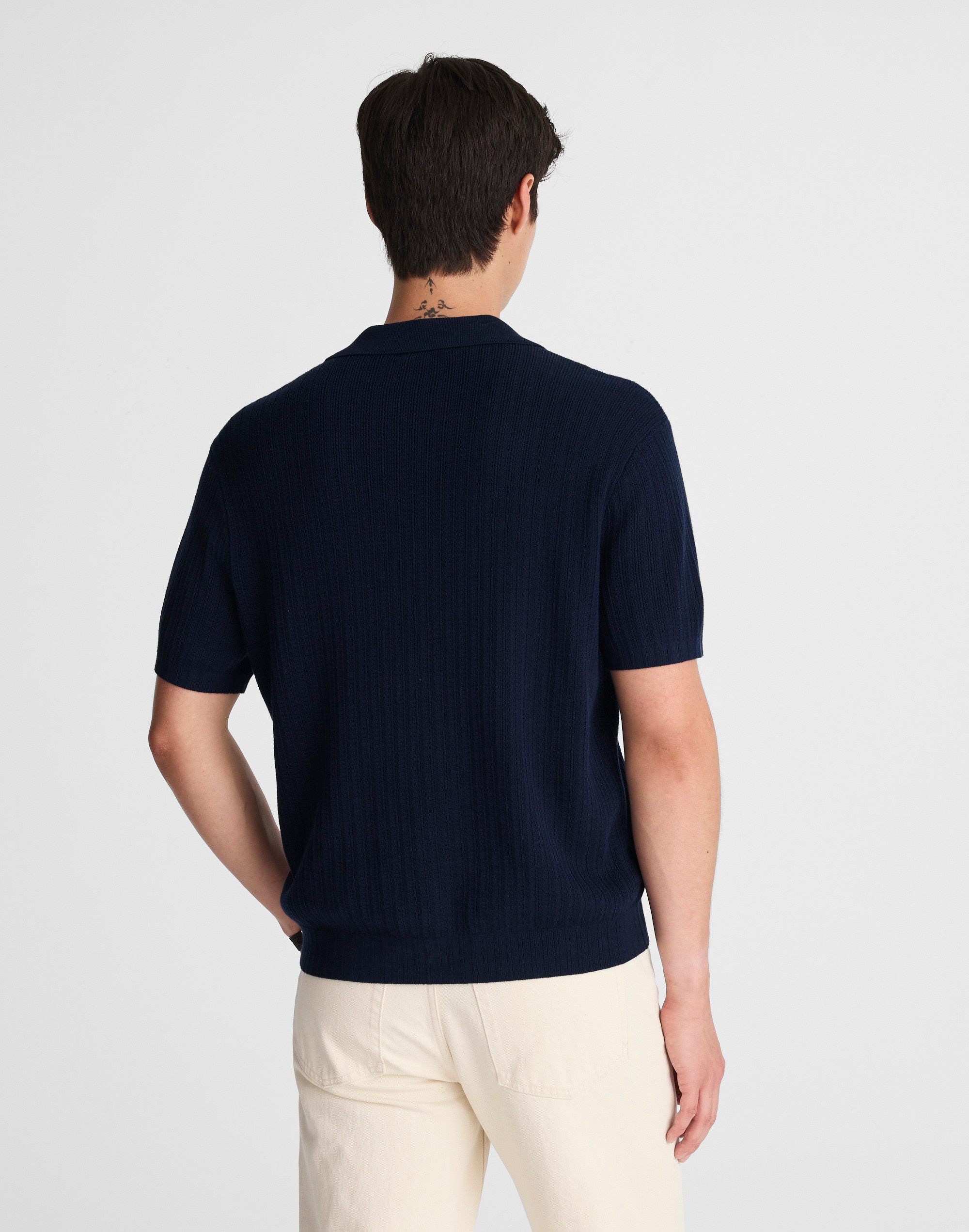 Tuck-Stitch Three-Button Sweater Polo