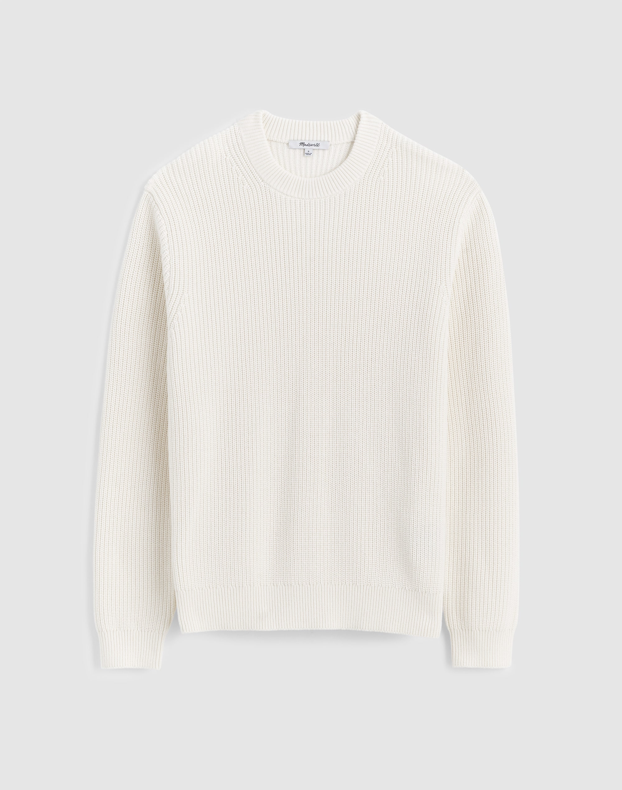 Cotton Shaker-Stitch Crewneck Sweater