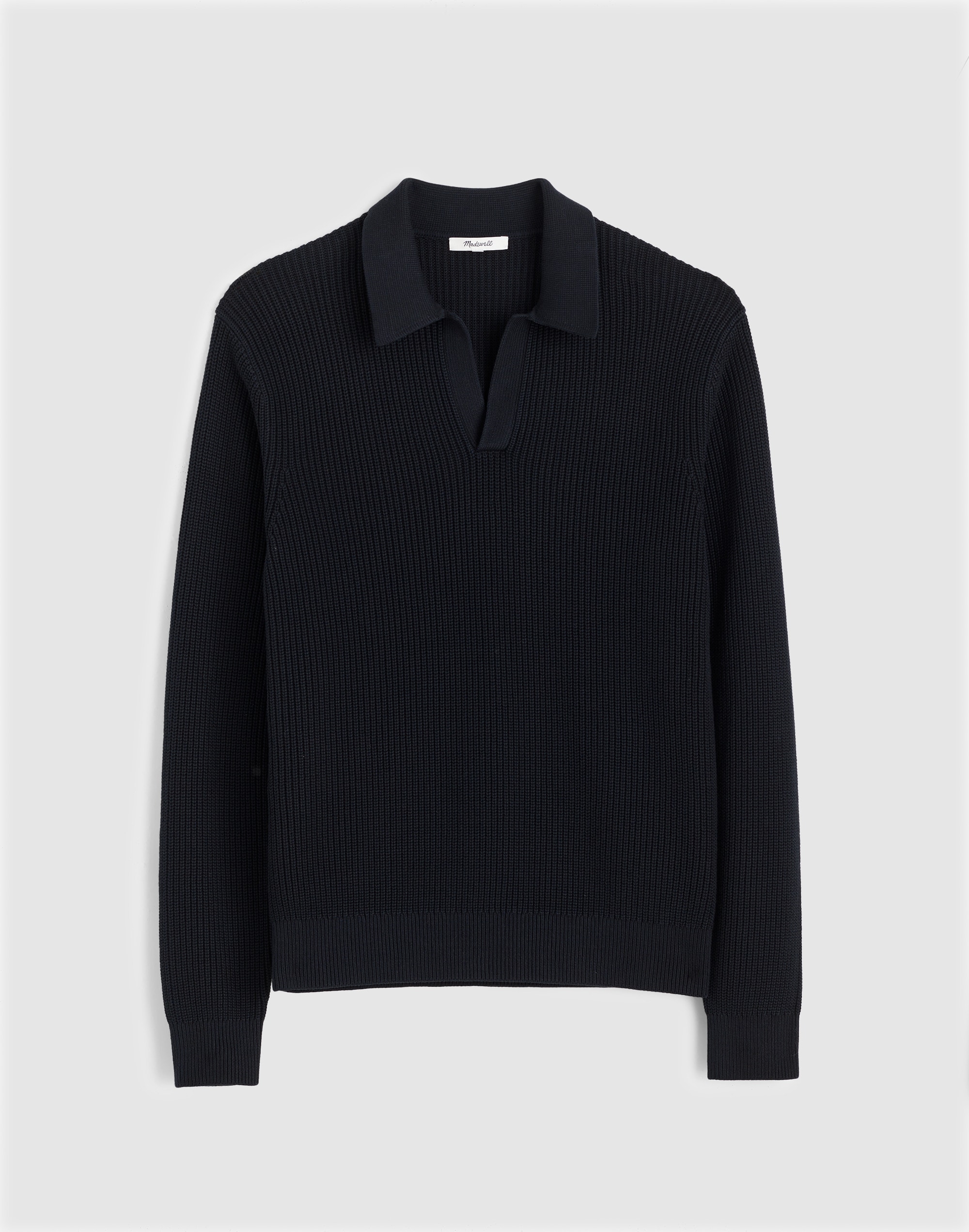 Cotton Shaker-Stitch Johnny-Collar Sweater Polo
