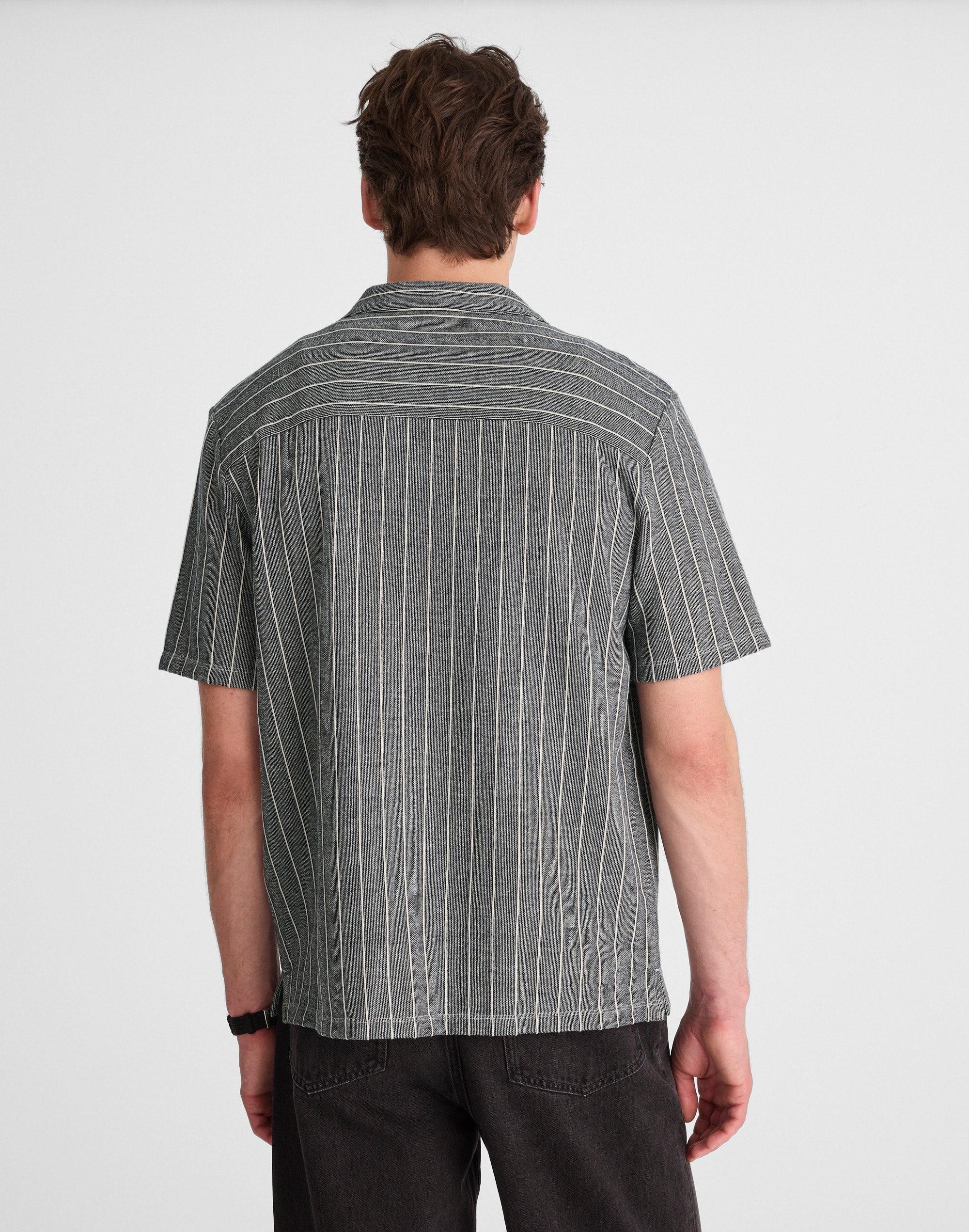Textured Stripe Camp-Collar Shirt