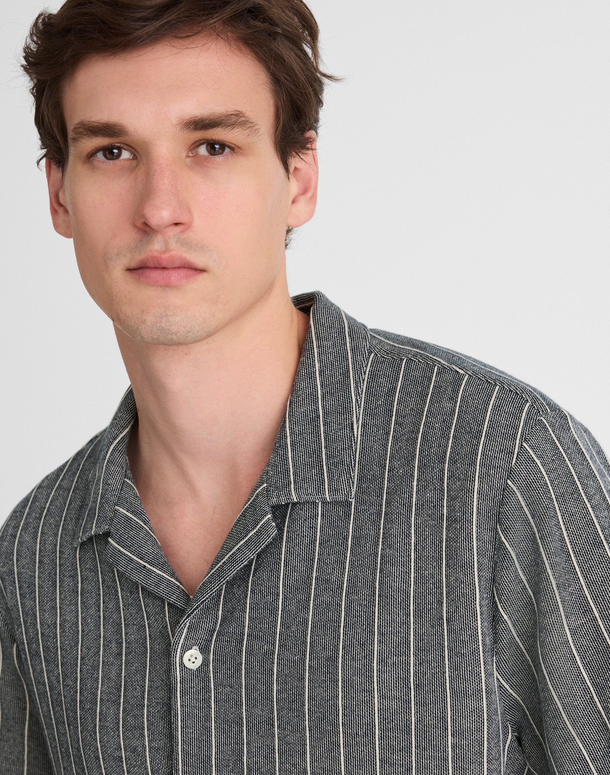 Textured Stripe Camp-Collar Shirt