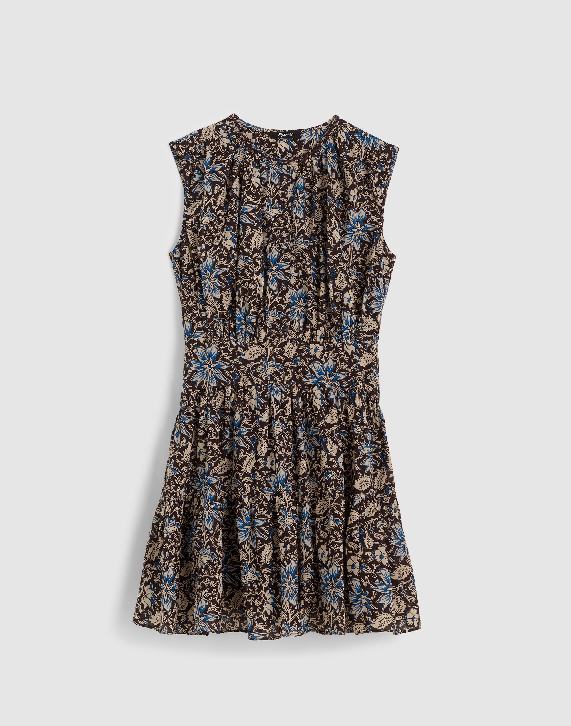 Gathered Button-Front Mini Dress in Floral