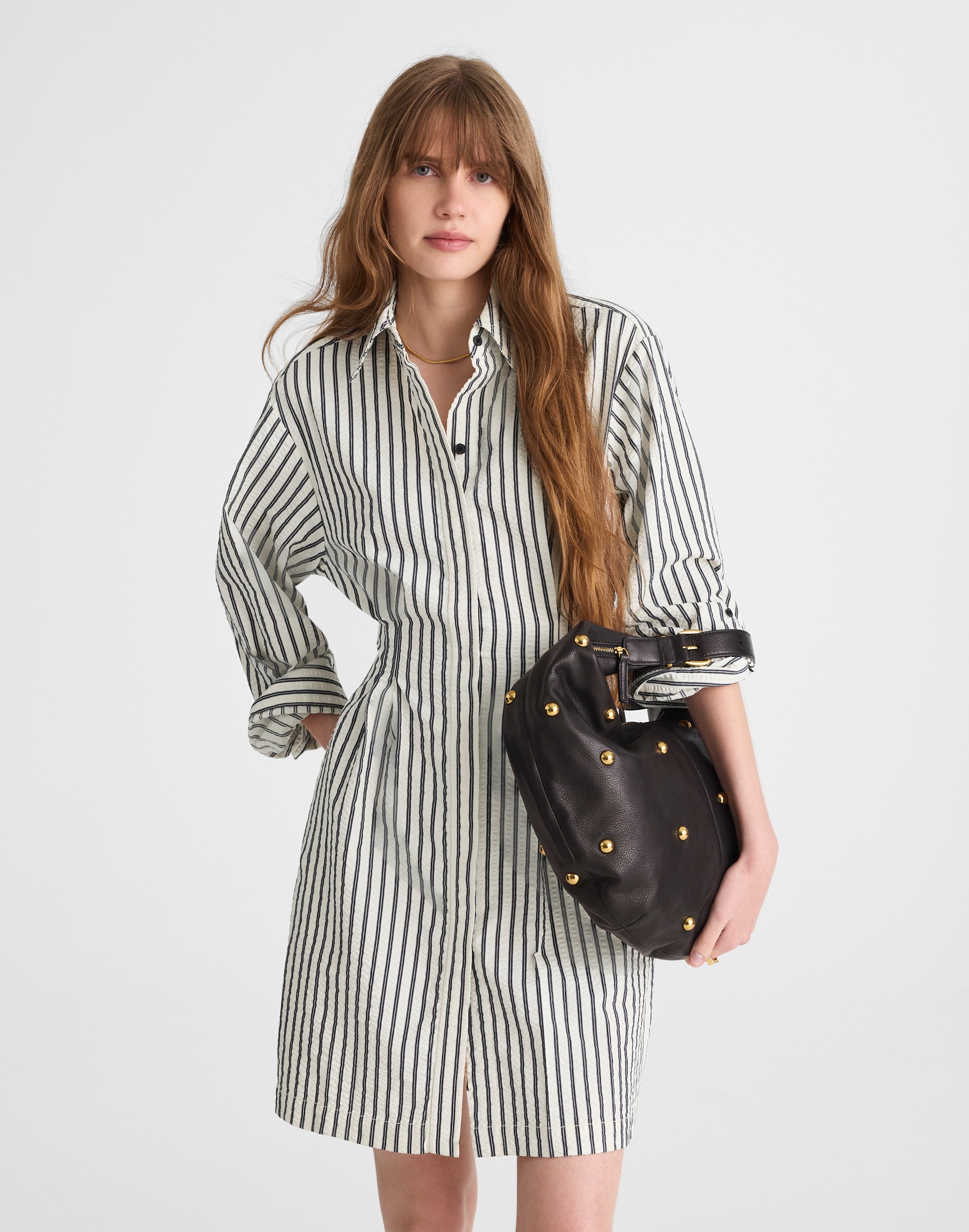 Tucked Mini Shirtdress