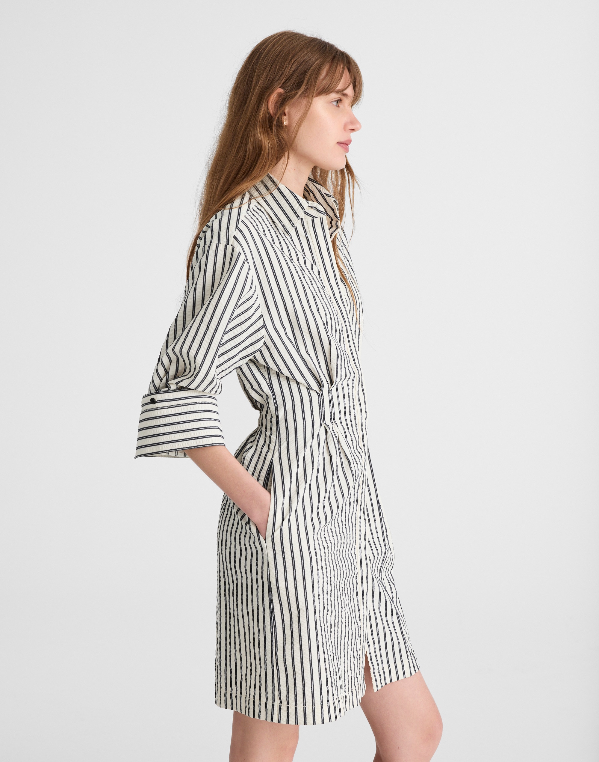 Tucked Mini Shirtdress