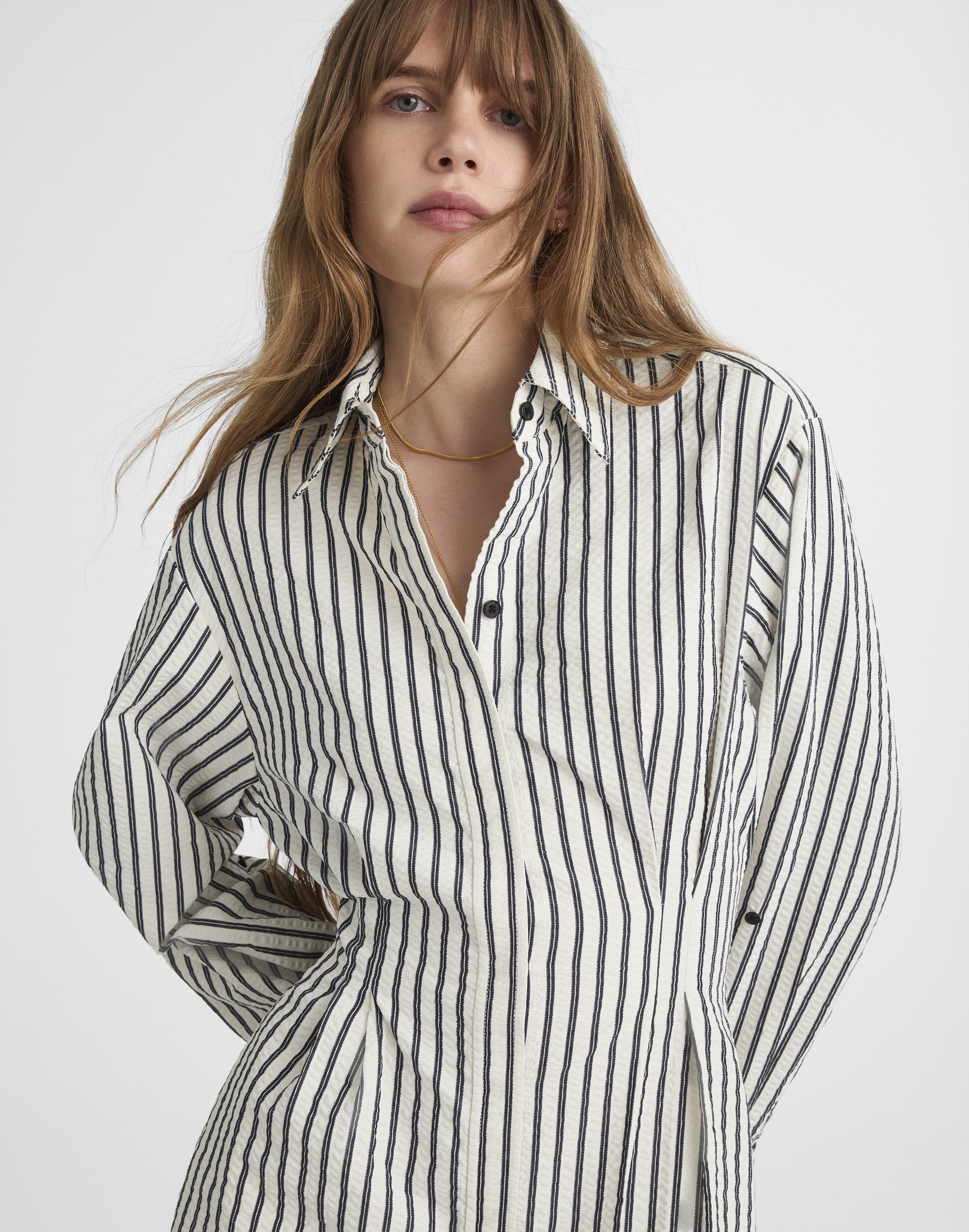 Tucked Mini Shirtdress