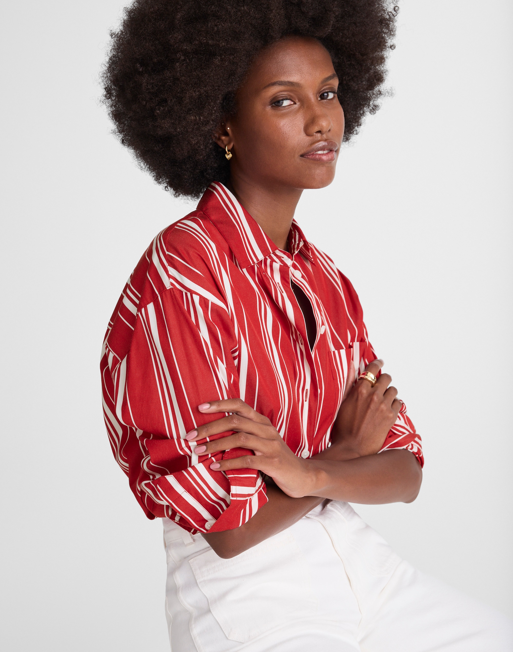 Oversized Button-Up Shirt in Poplin