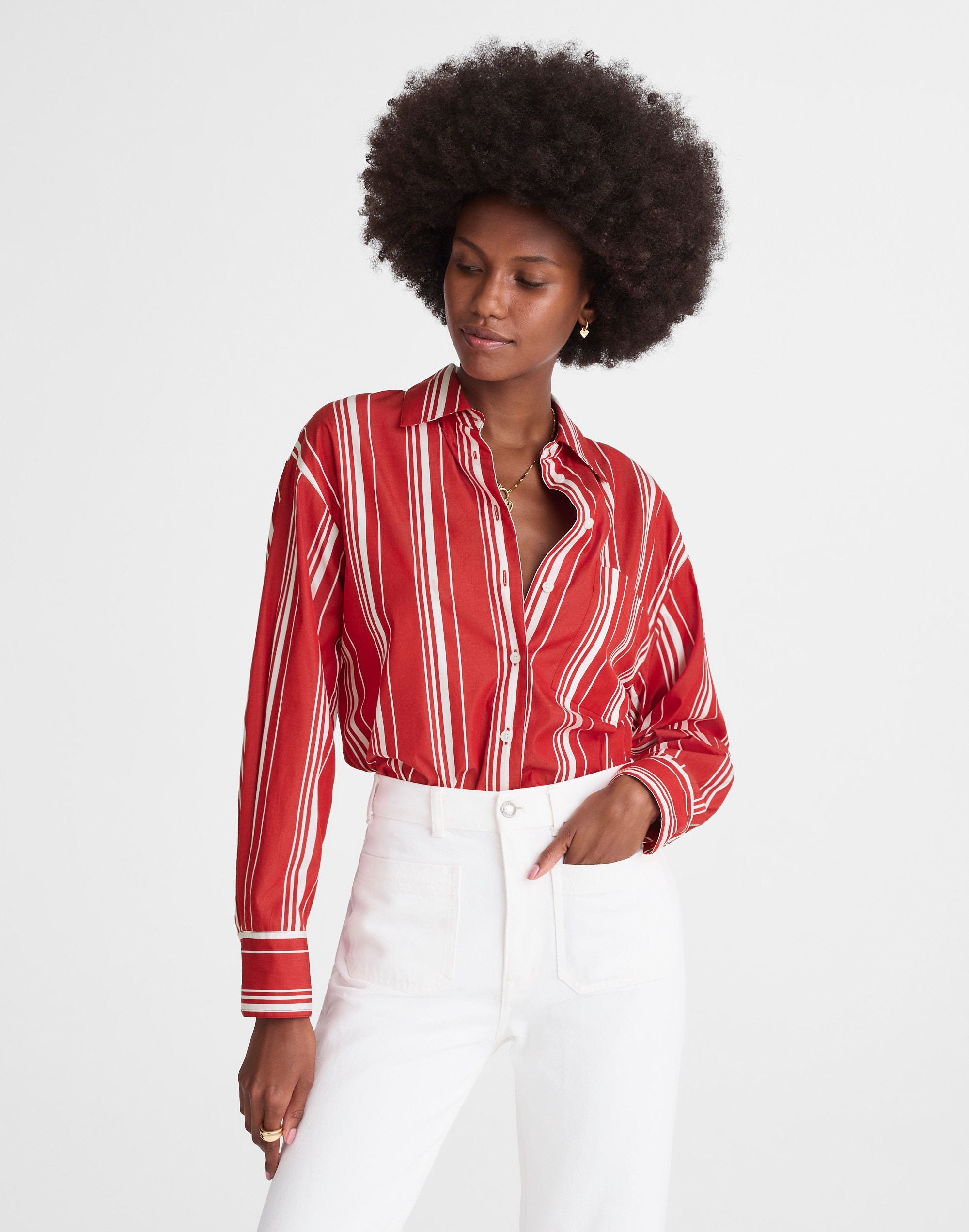 oversized button-up shirt in poplin